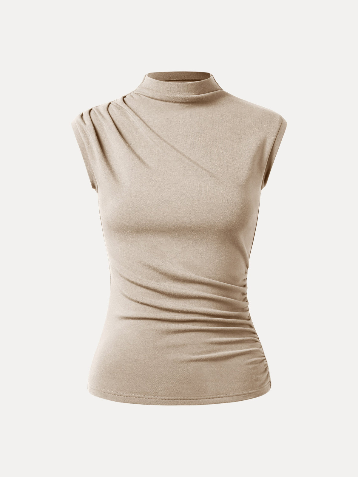 OGLmove Women's Eco-Mousse® Mock Neck Sleeveless Ruched Top