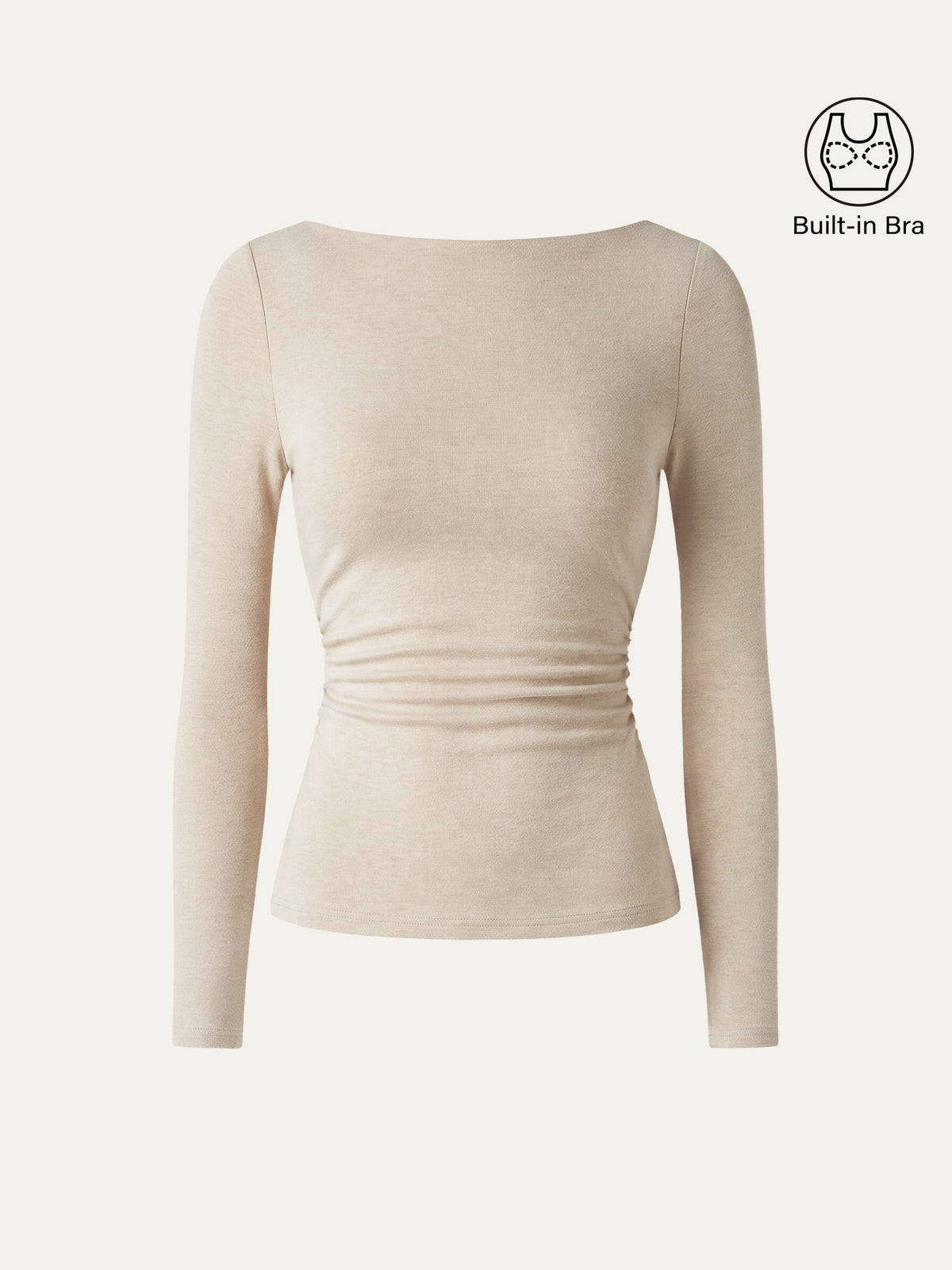 OGLmove Women's Eco-Mousse® Boatneck Long Sleeve Ruched Bra Top