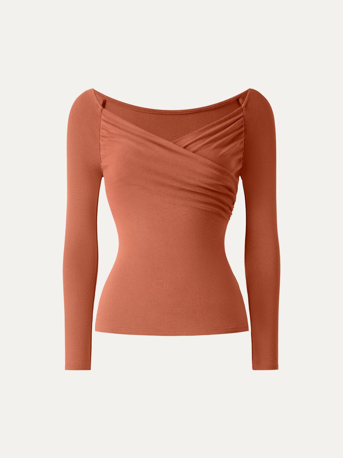 OGLmove Women's Light Warm Surplice Ruched Long Sleeve Top