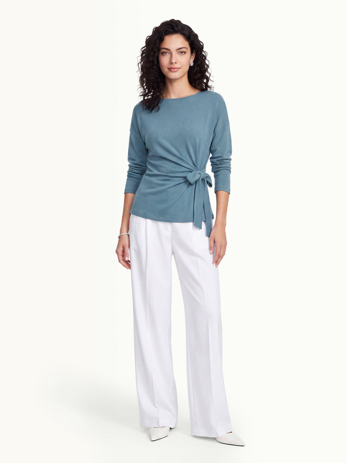 OGLmove Women's Eco-Mousse® Boatneck Long Sleeve Tie-Waist Top