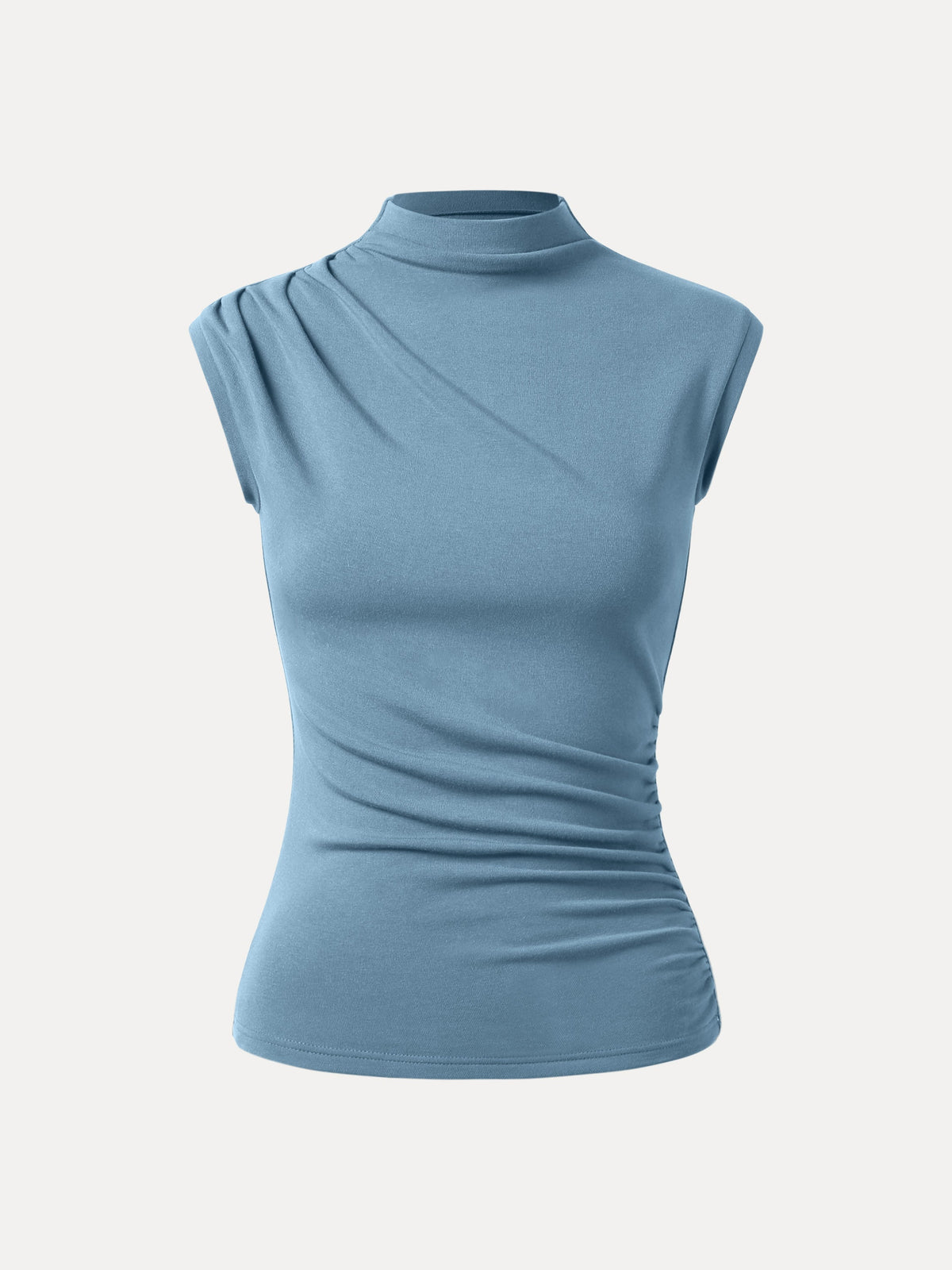 OGLmove Women's Eco-Mousse® Mock Neck Sleeveless Ruched Top