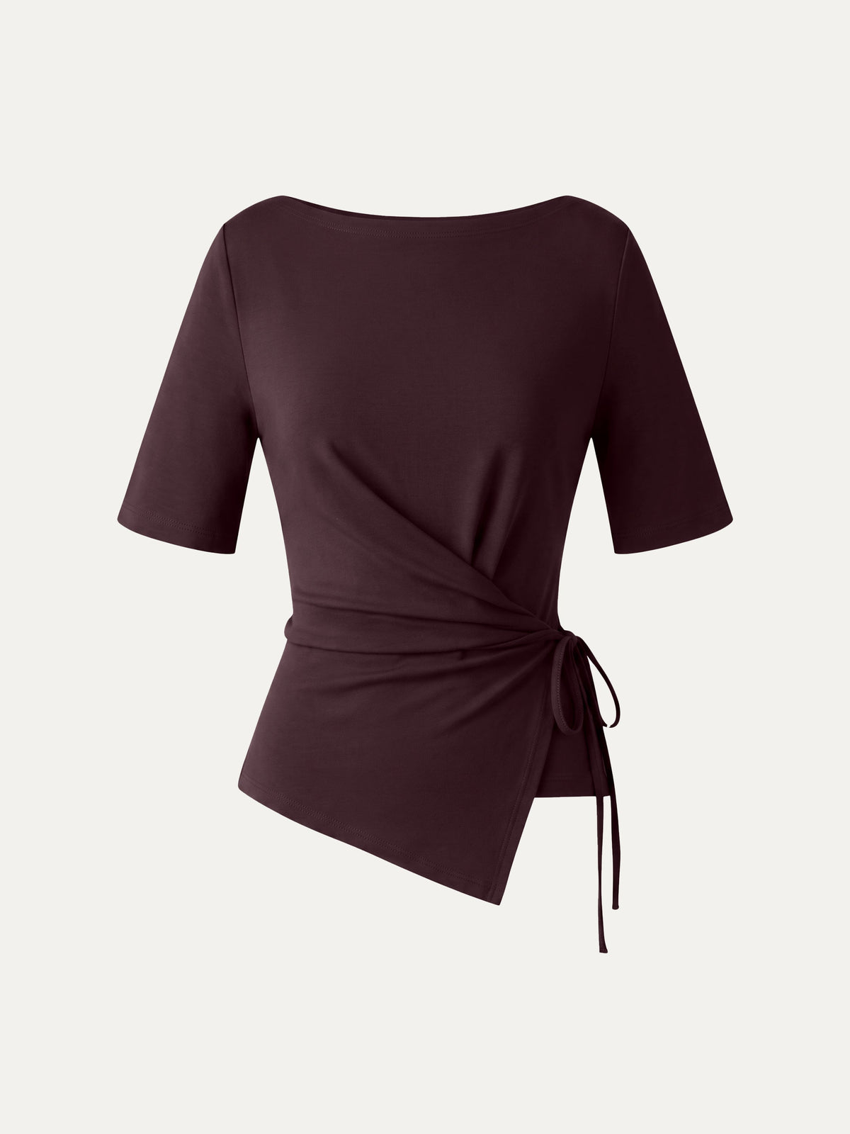 OGLmove Women's Eco-Mousse Slash Neck Tie-Side Top