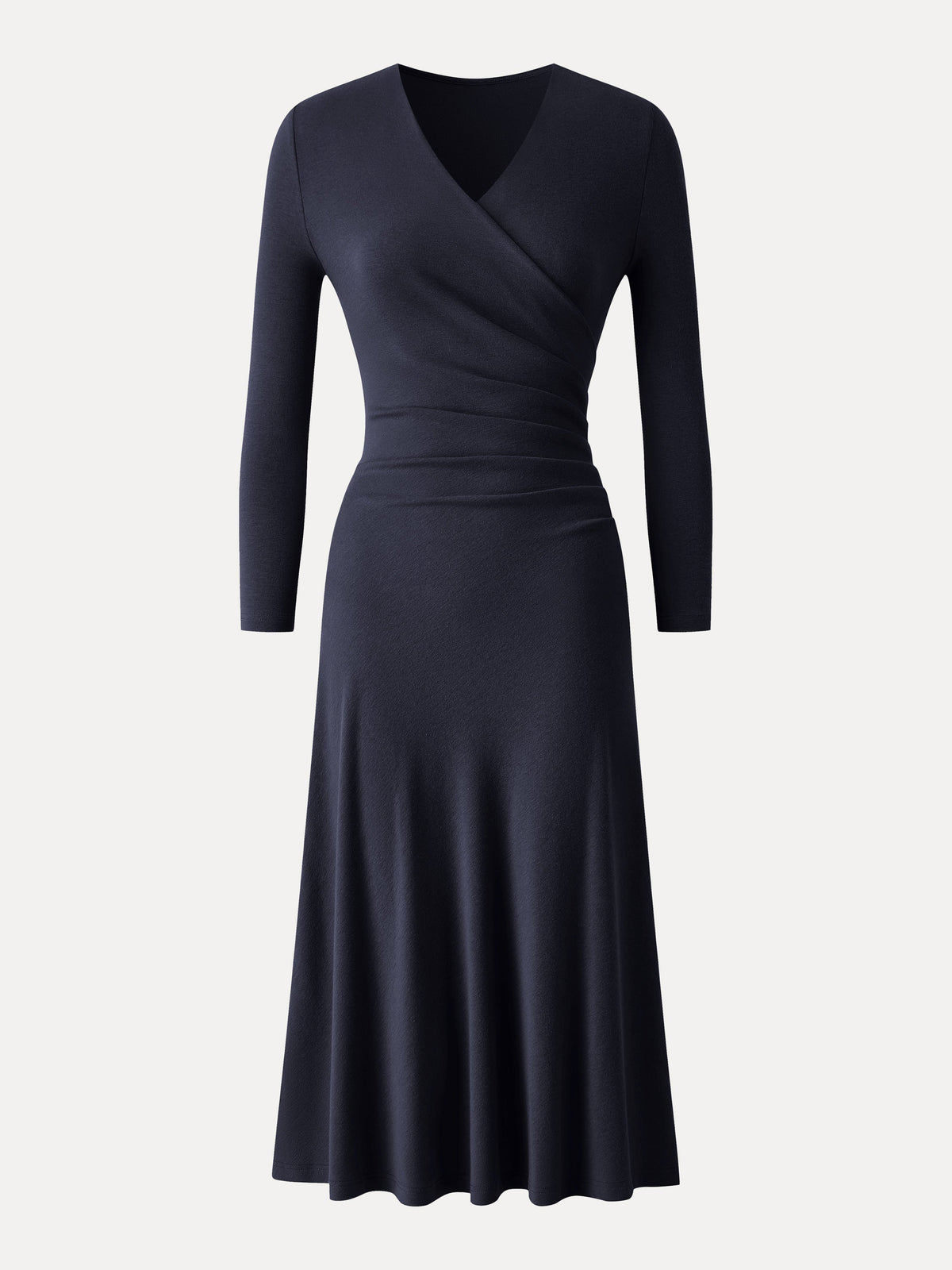 OGLmove Women's Eco-Mousse® Surplice 3/4 Sleeve Side-Tuck Midi Dress