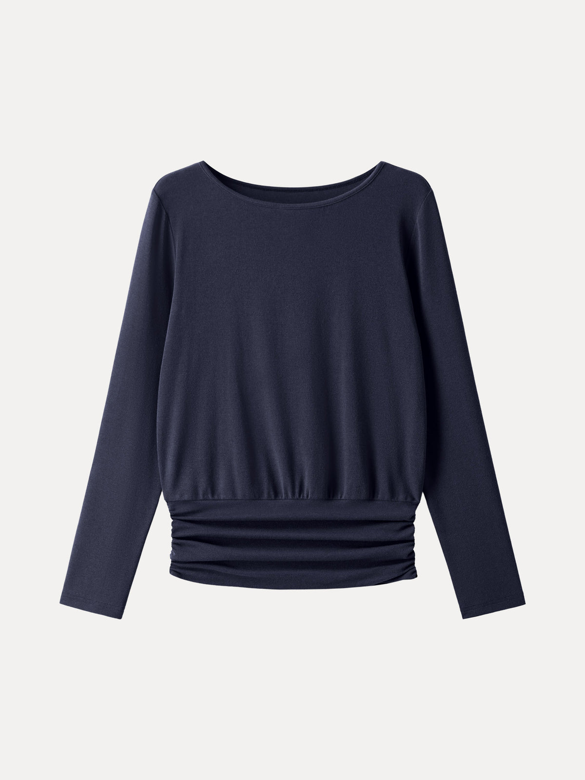 OGLmove Women's Eco-Mousse® Boatneck Long Sleeve Ruched Banded Hem Top