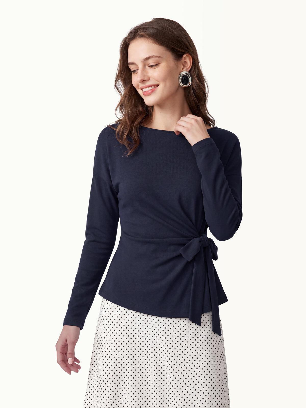 OGLmove Women's Eco-Mousse® Boatneck Long Sleeve Tie-Waist Top