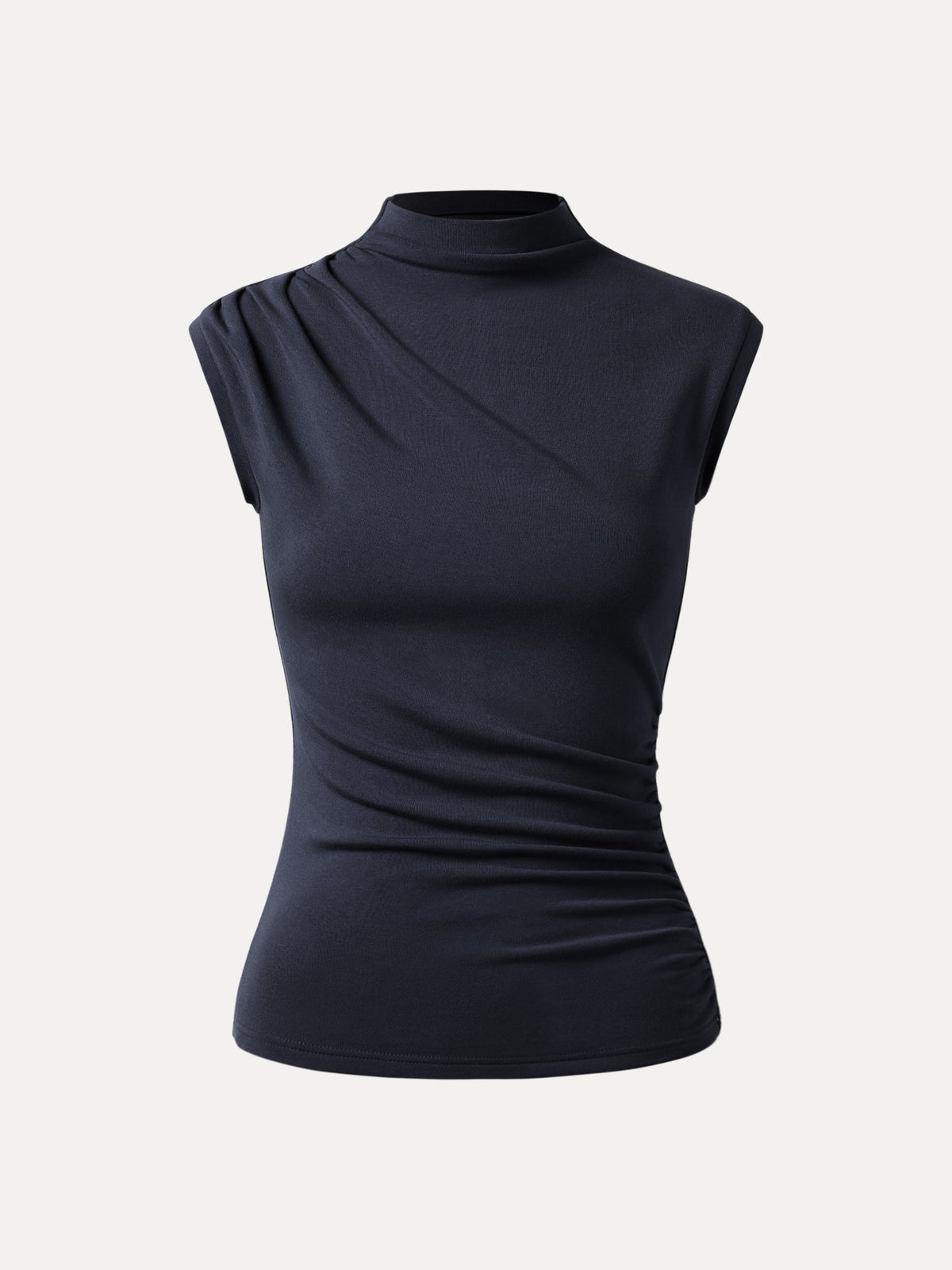 OGLmove Women's Eco-Mousse® Mock Neck Sleeveless Ruched Top