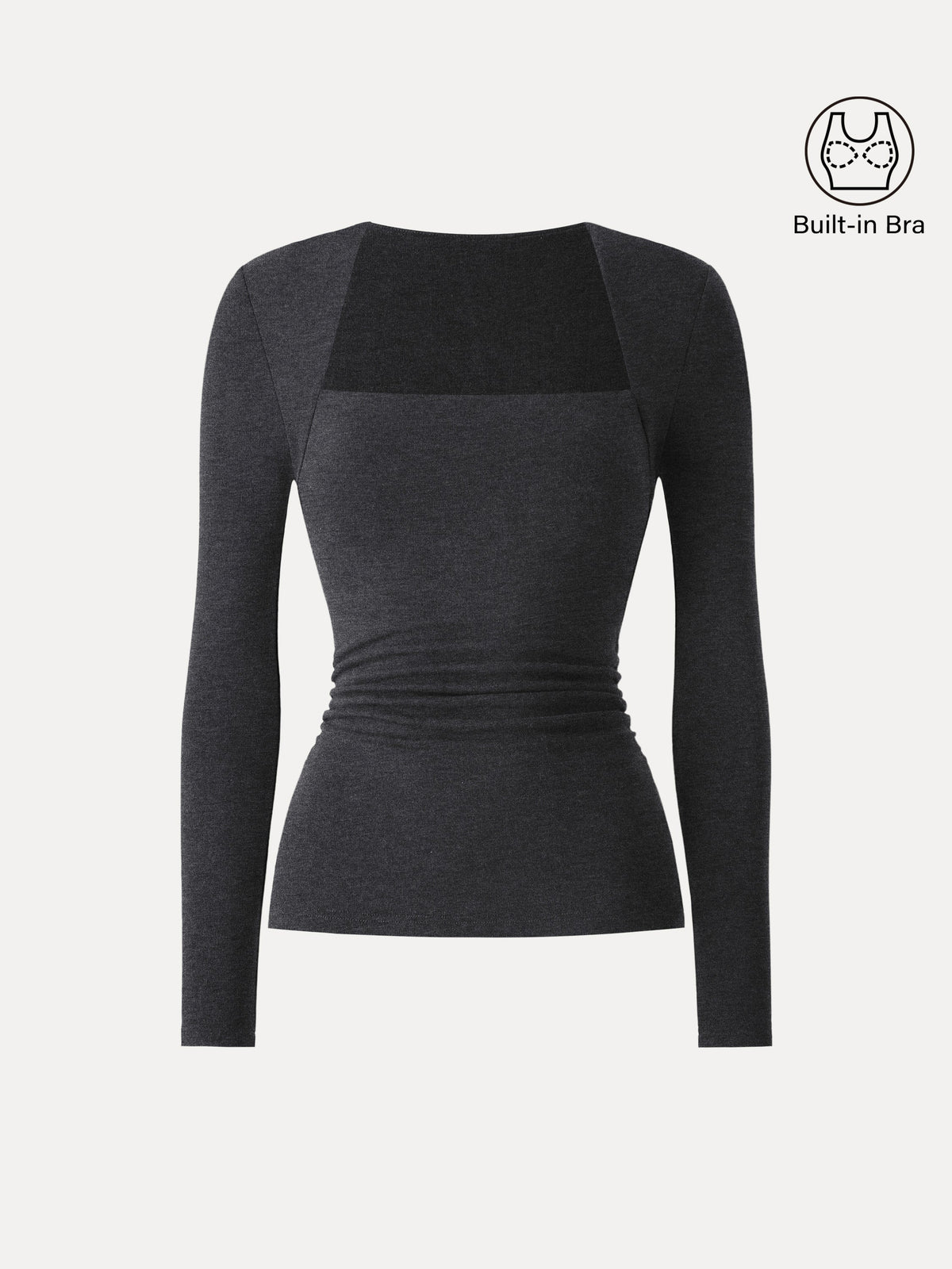 OGLmove Women's Eco-Mousse® Trapeze Neck Long Sleeve Ruched Bra Top