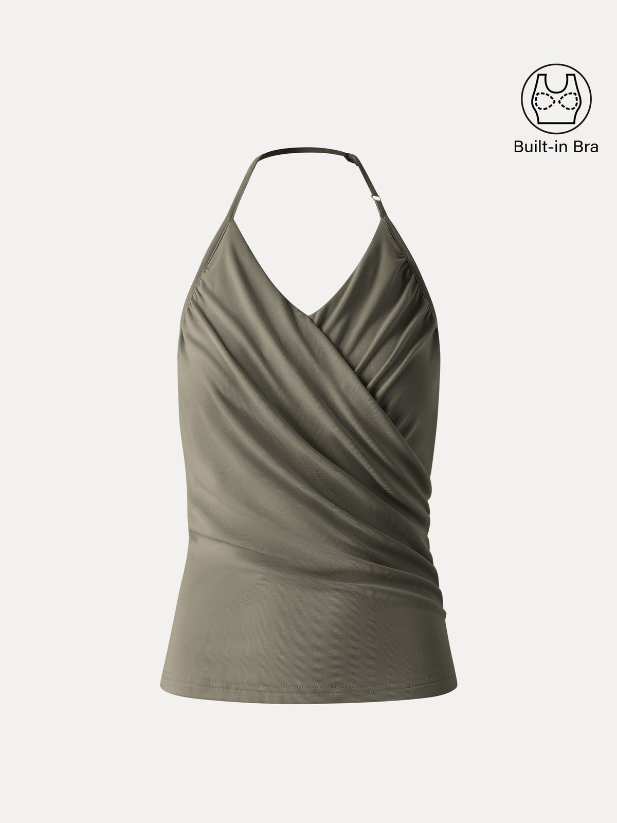 OGLmove Women's Modal Halter Neck Ruched Bra Top