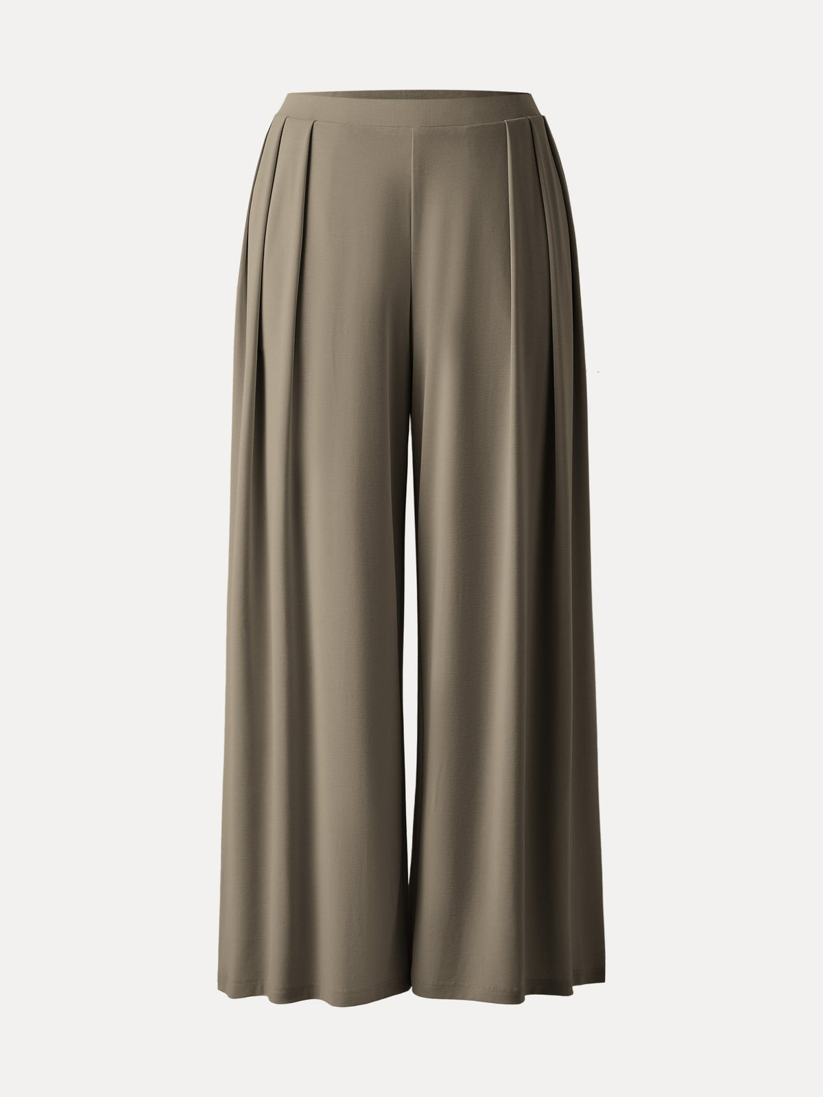 OGLmove Women's Sandwashed Mid-Rise Pleated Wide-Leg Palazzo Pants with Pockets