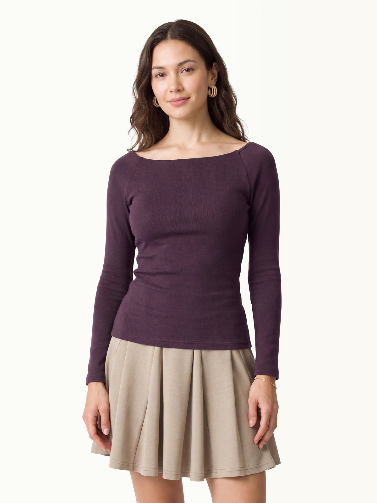 OGLmove Women's Slash Neck Raglan Sleeve Bra Top