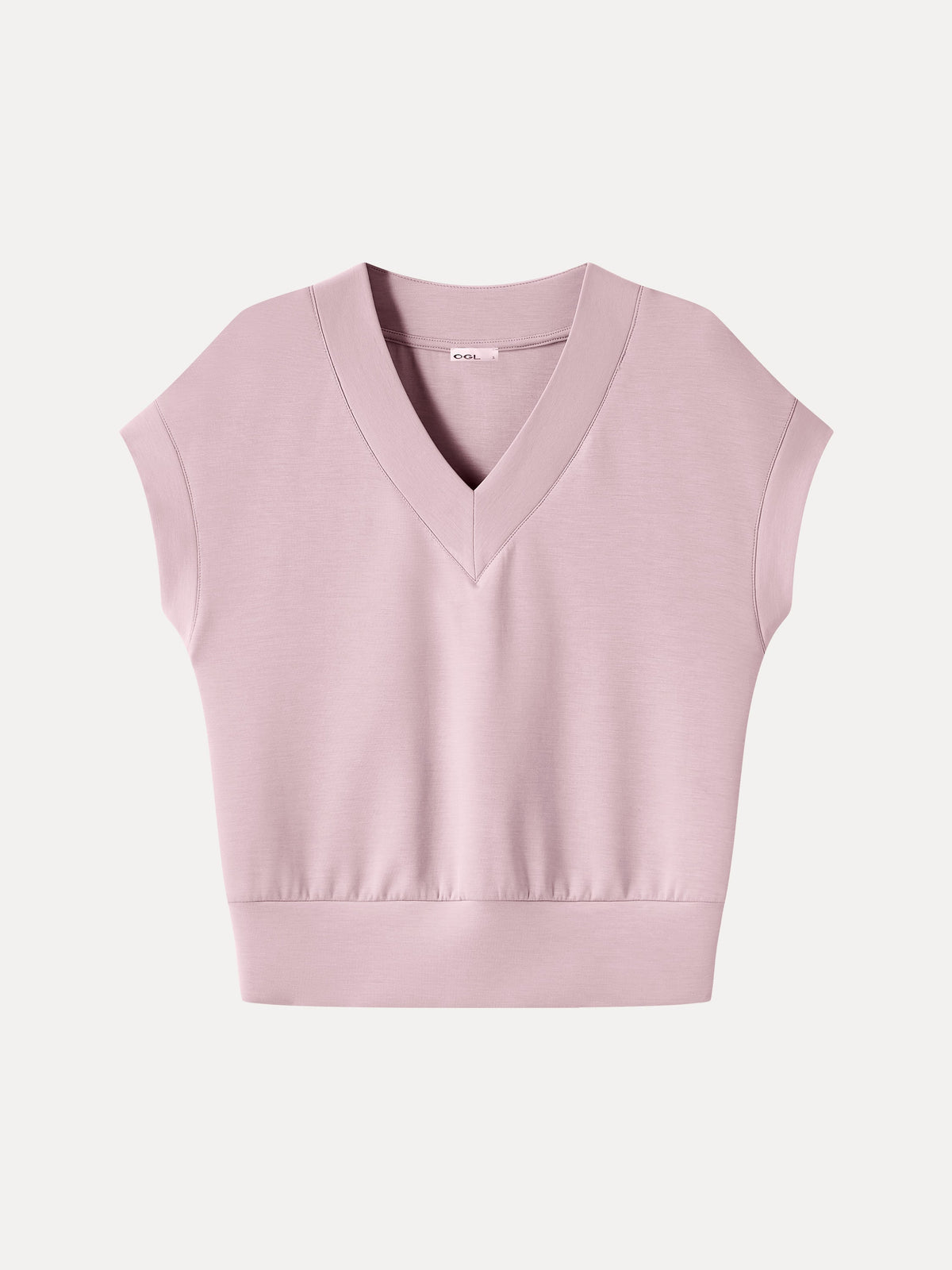 OGLmove Women's Lyocell Spacer Knit V-Neck Banded Hem Top
