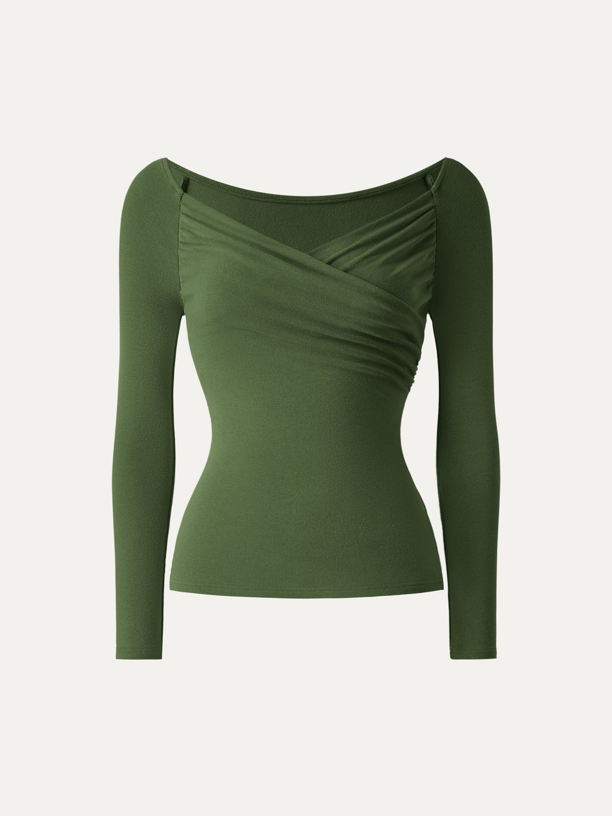 OGLmove Women's Light Warm Surplice Ruched Long Sleeve Top