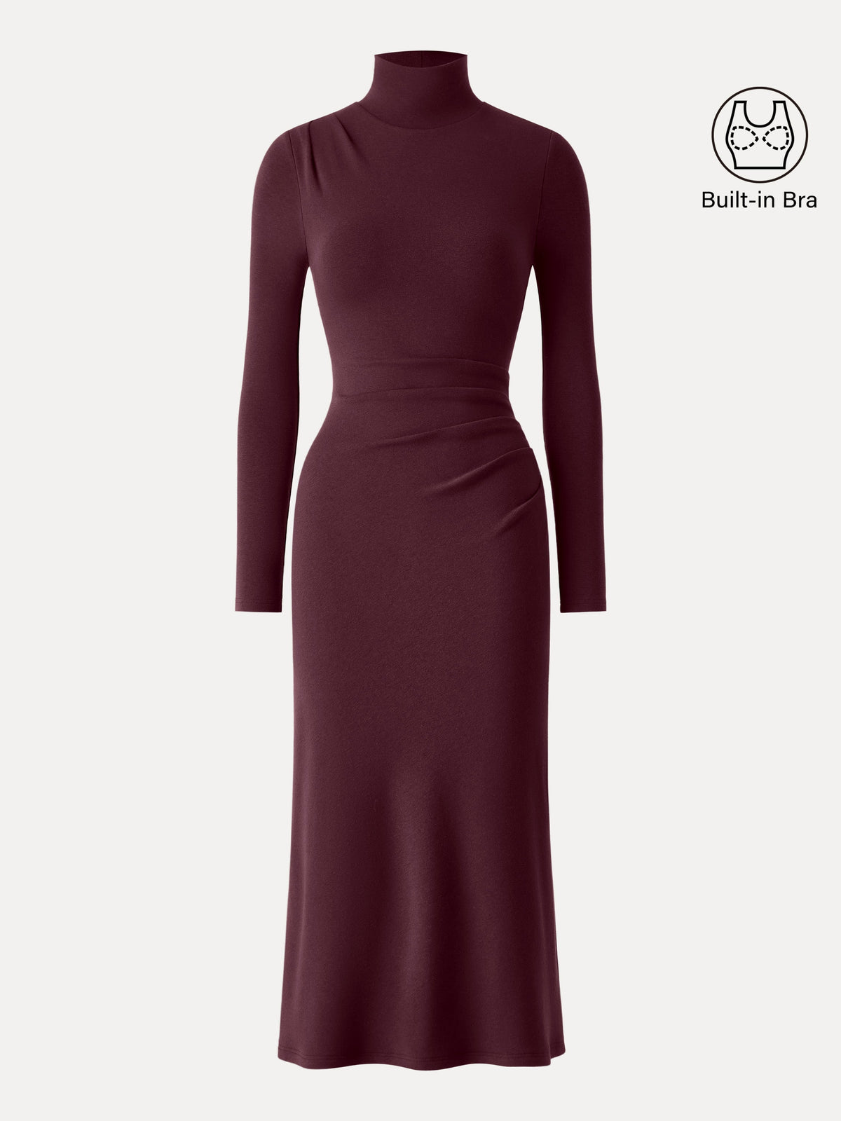 OGLmove Women's Eco-Mousse® ProWarm Turtleneck Tucked Midi Bra Dress