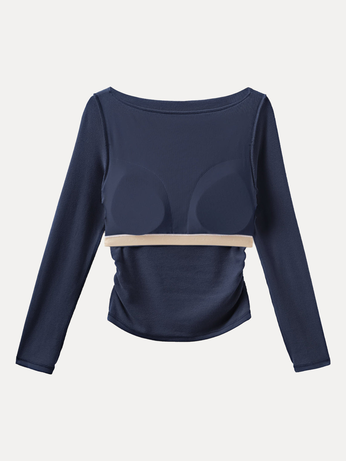OGLmove Women's Modern Side Ruched Boatneck Bra Top