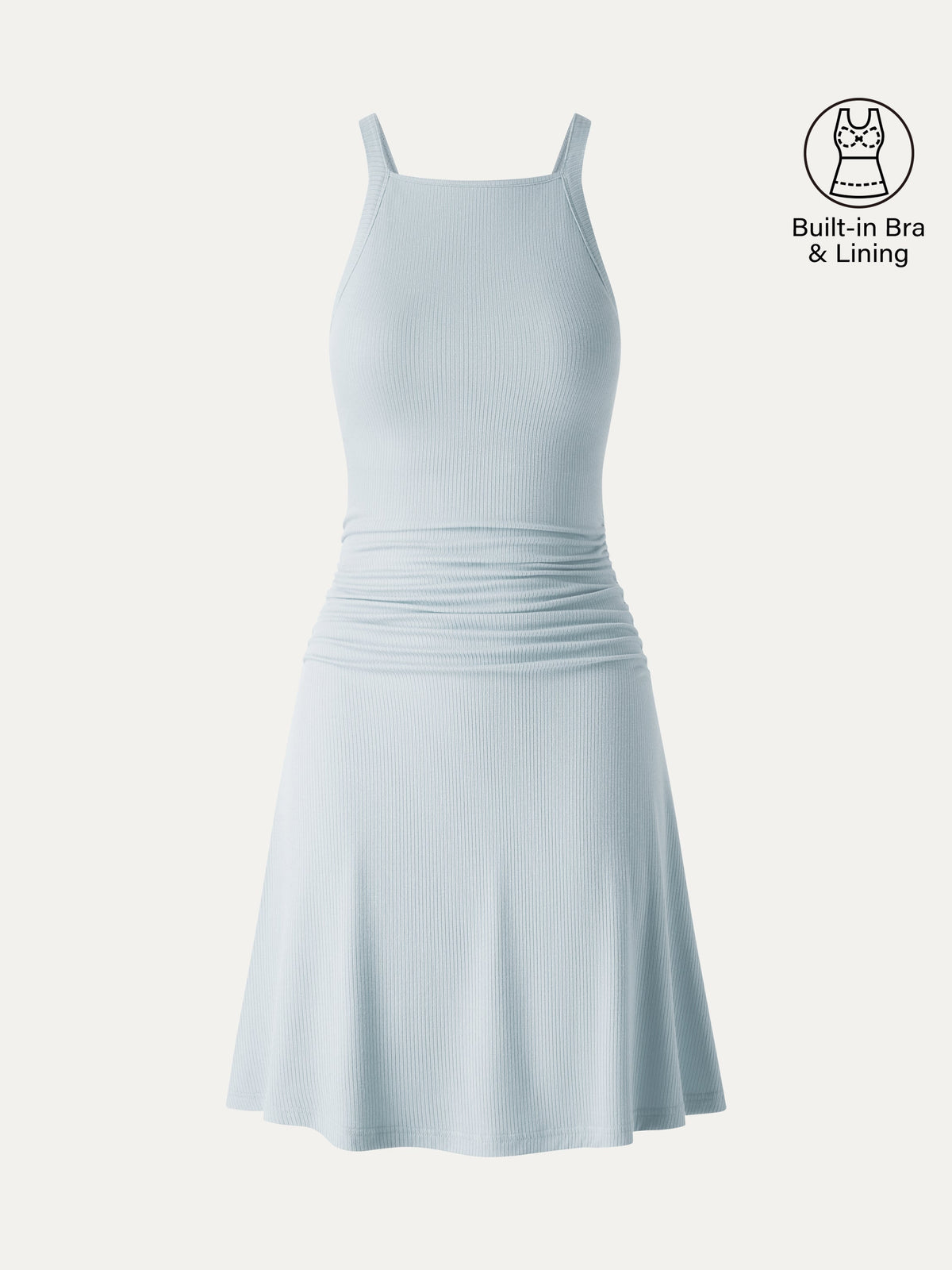 OGLmove Women's CoolTouch Square Neck Ruched Mini Bra Dress
