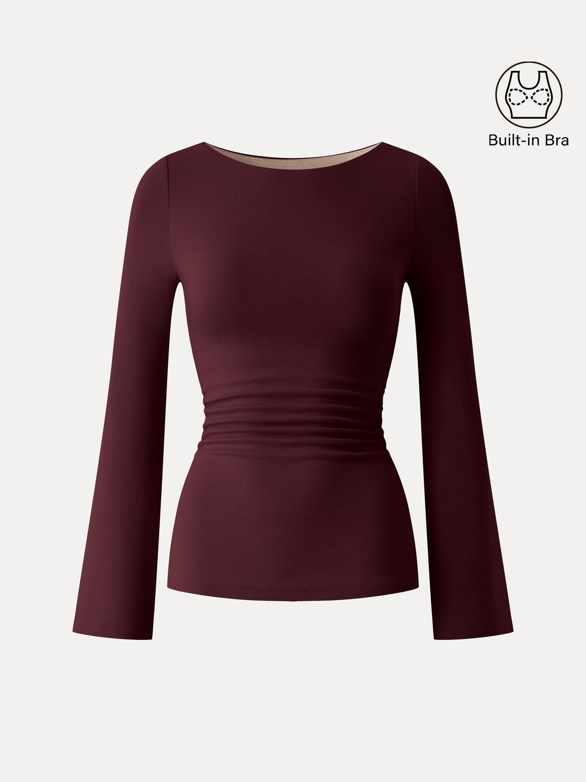 OGLmove Women's Eco-Mousse Round Neck Bell Sleeve Bra Top
