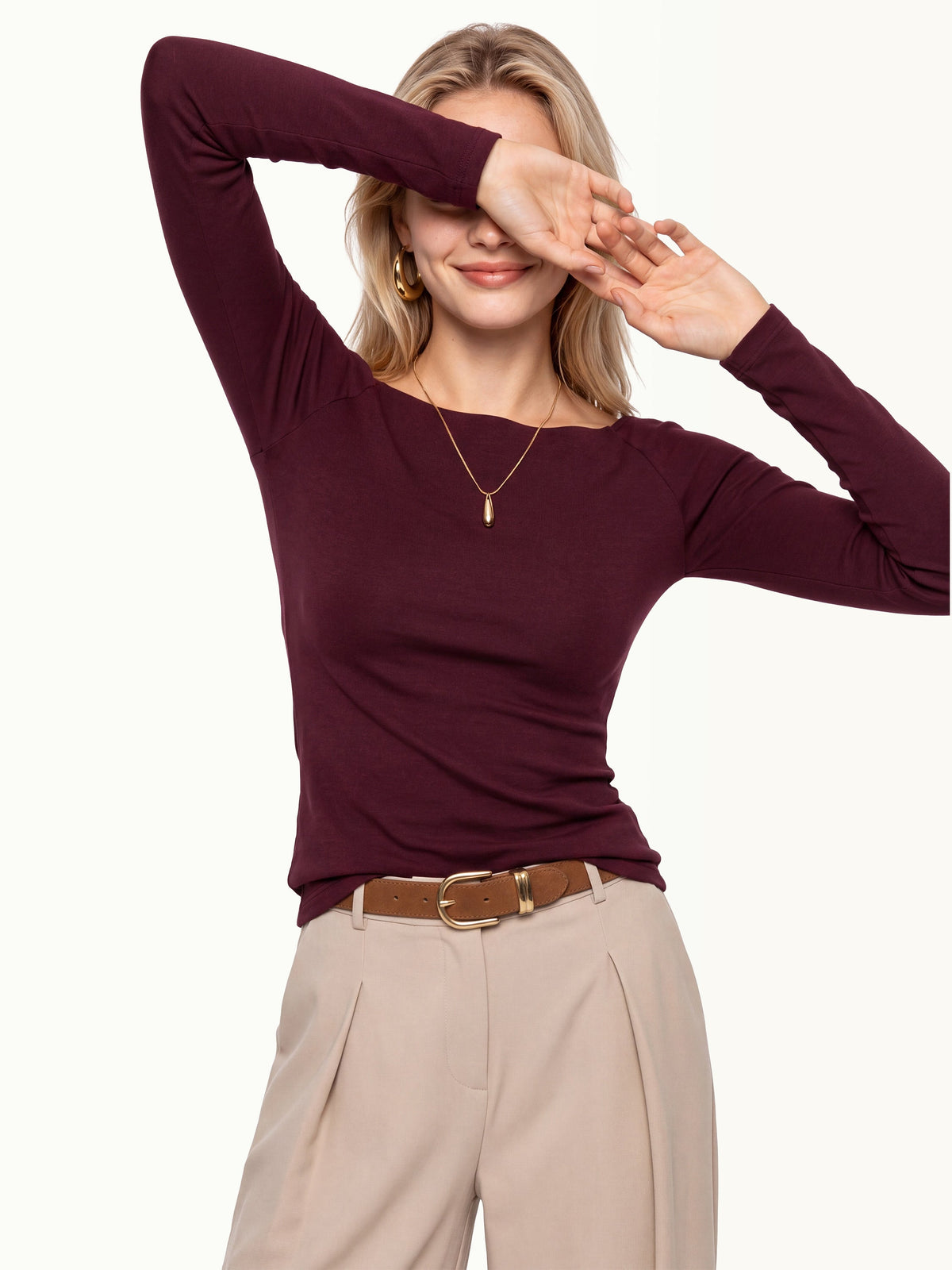 OGLmove Women's Slash Neck Raglan Sleeve Bra Top