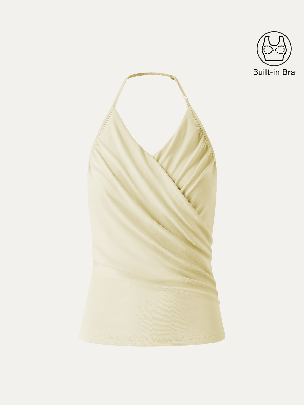 OGLmove Women's Modal Halter Neck Ruched Bra Top