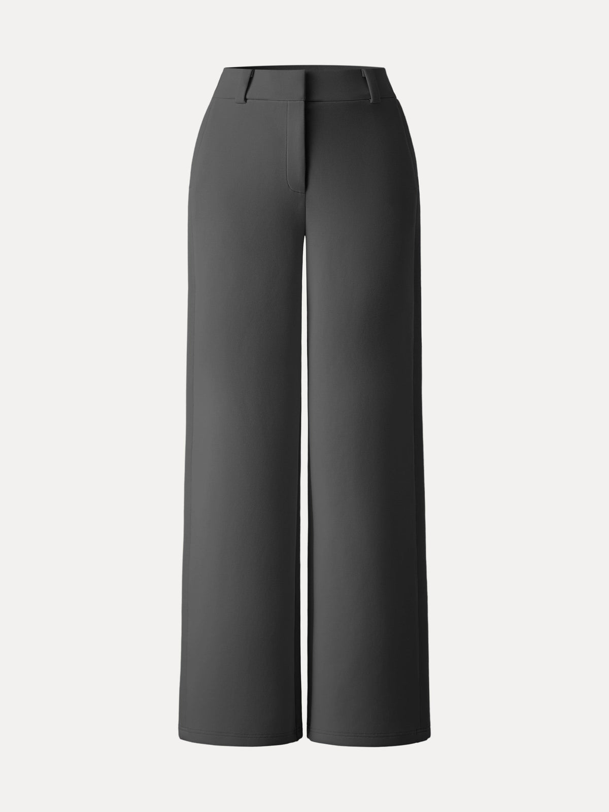 OGLmove Women's Stretchy Mid-Rise Fly-Front Wide-Leg Trousers