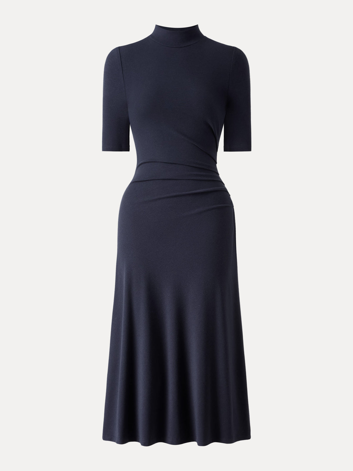 OGLmove Women's Cotton Blend Mock Neck Tucked Midi Dress