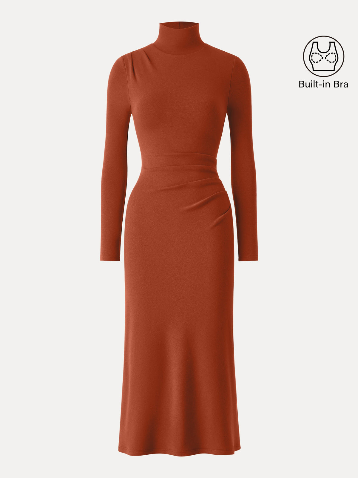 OGLmove Women's Eco-Mousse® ProWarm Turtleneck Tucked Midi Bra Dress