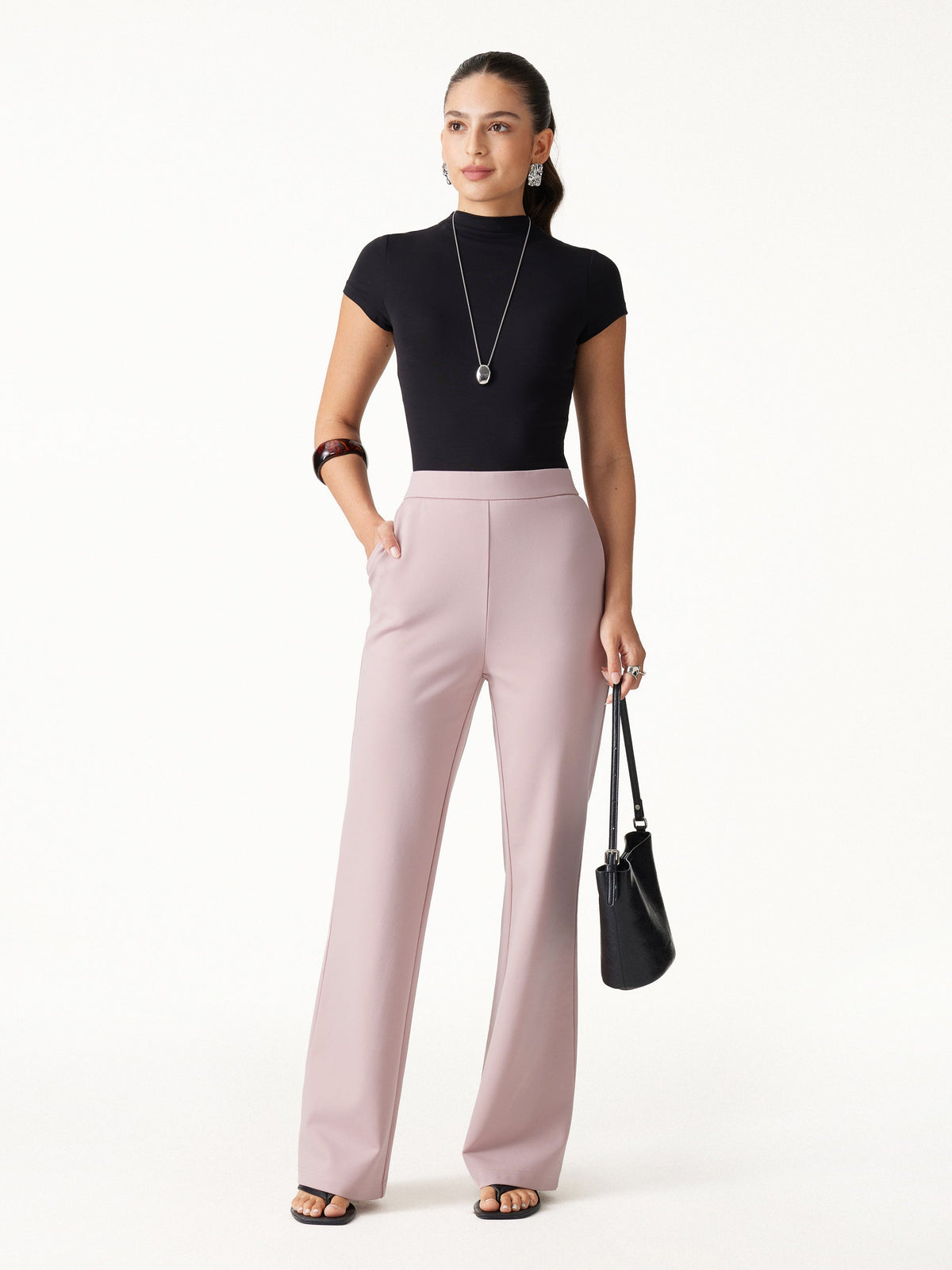 OGLmove Women's Ponte High-Rise Slim Flared Pants