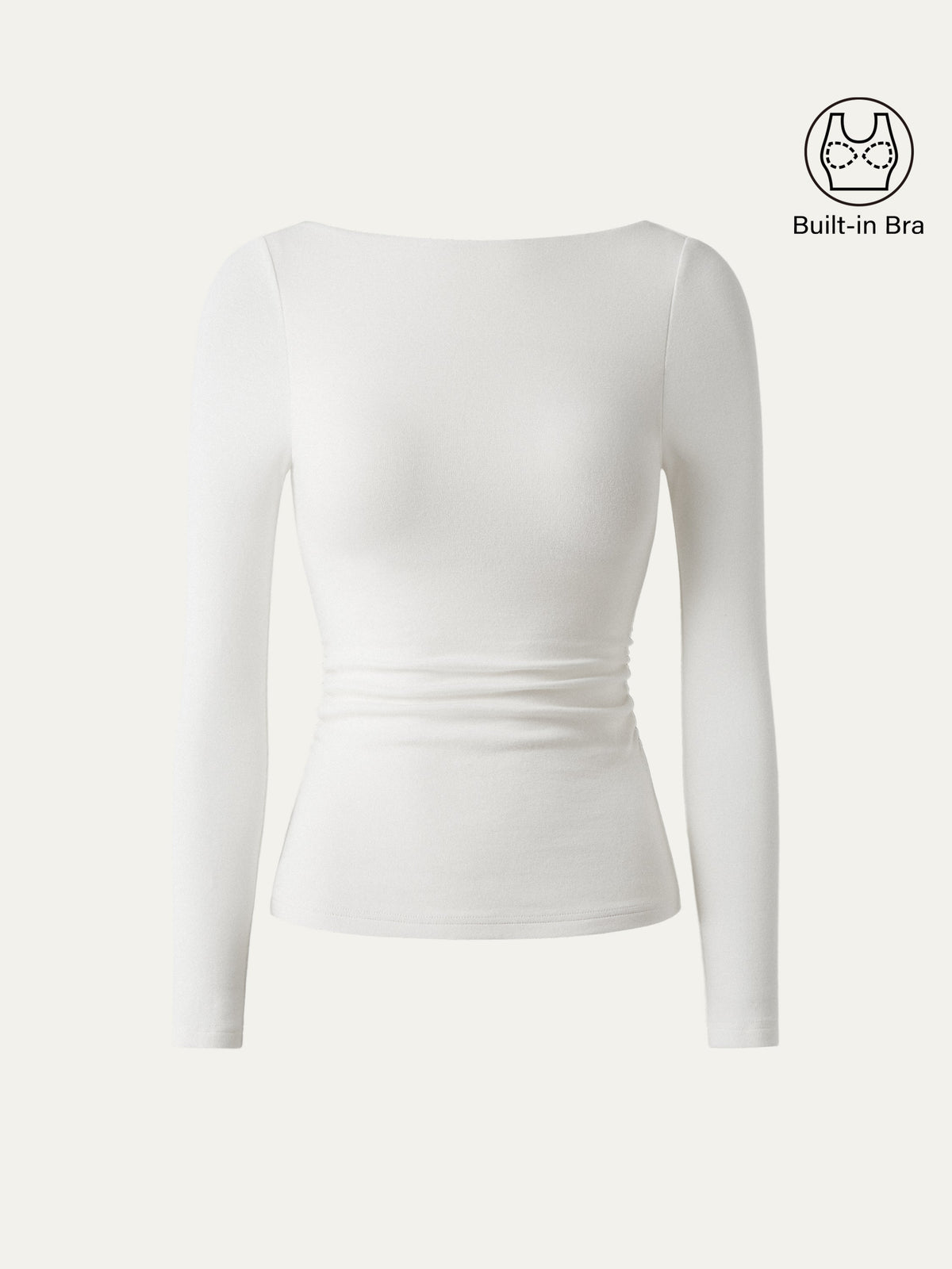 OGLmove Women's Eco-Mousse® Boatneck Long Sleeve Ruched Bra Top