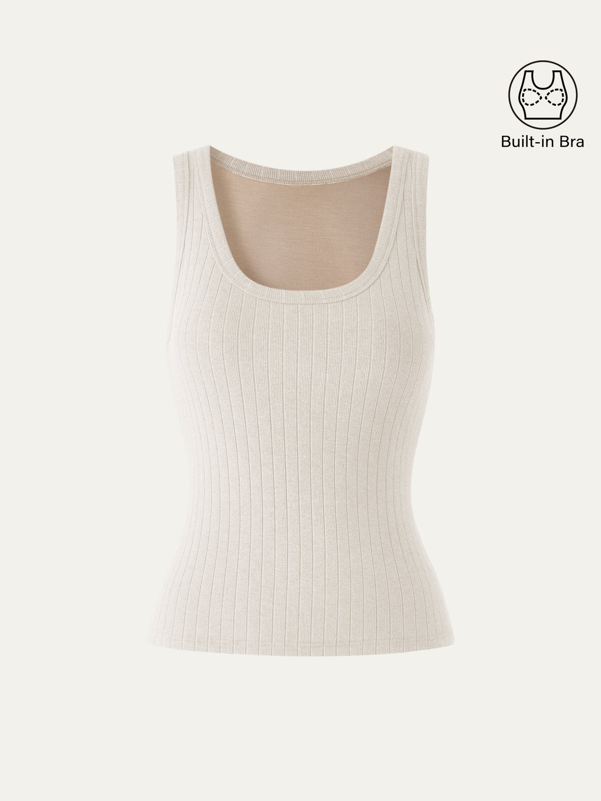 OGLmove Women's Wide Ribbed U-Neck Sleeveless Bra Top