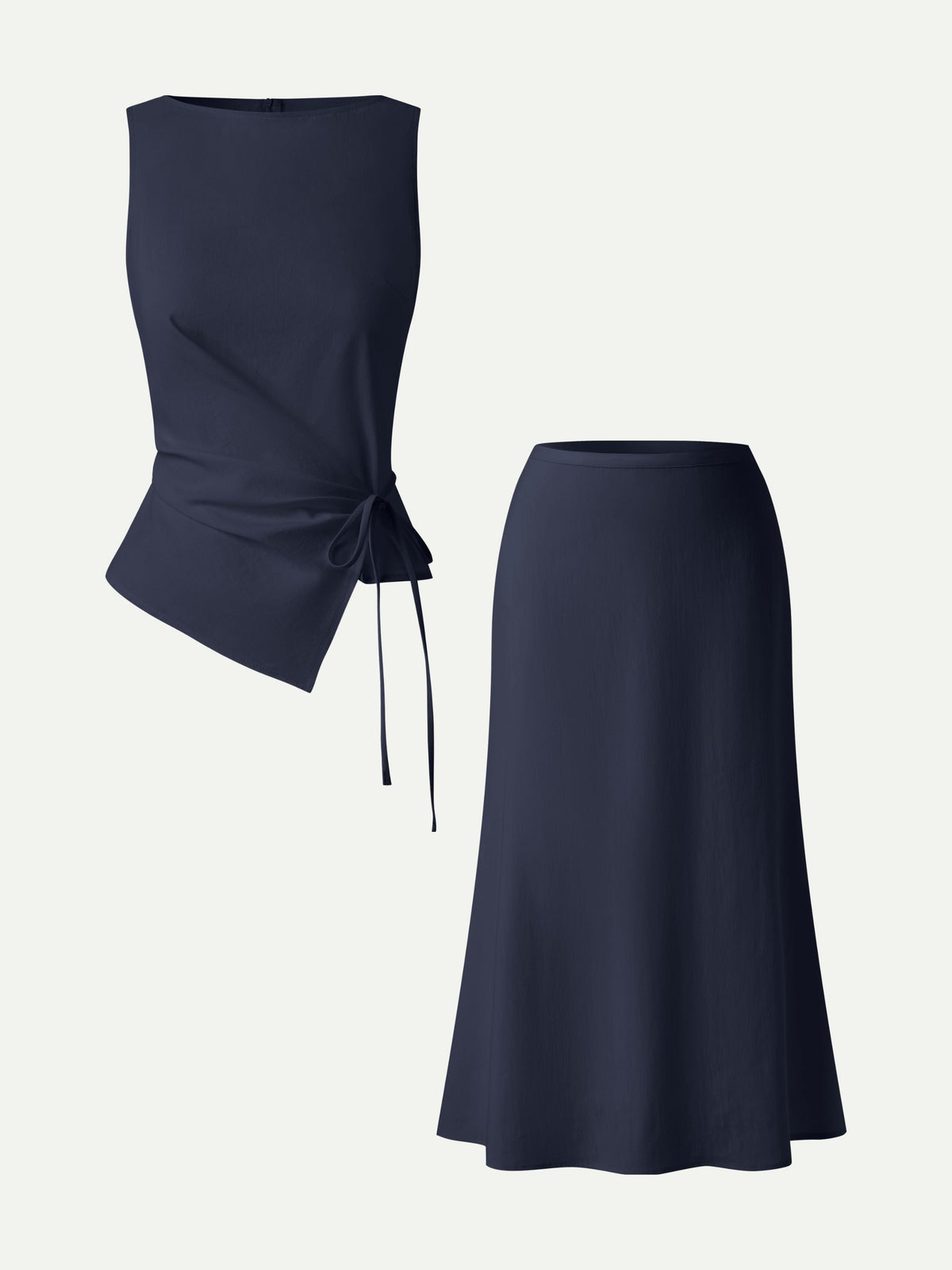 OGLmove Women's Boatneck Waist-Defined Top and Maxi Skirt Set