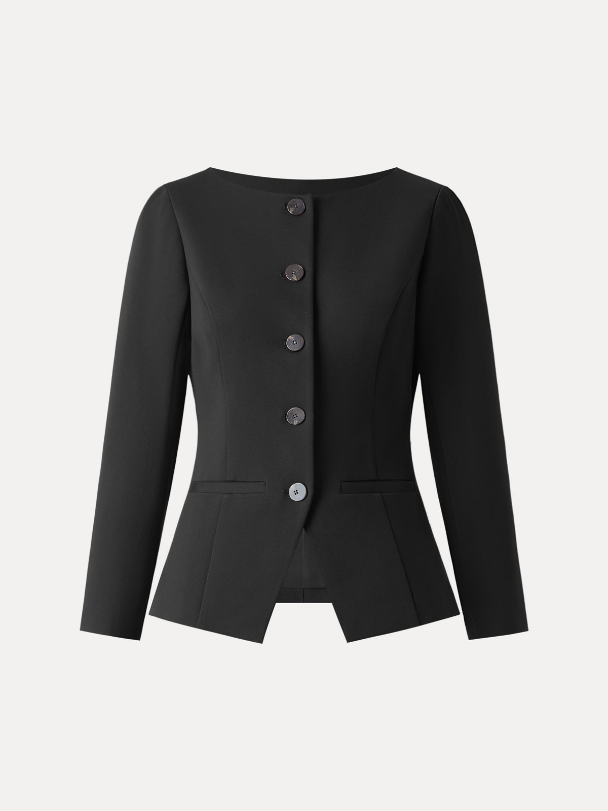 OGLmove Women's Ponte Round Neck Long Sleeve Jacket with Pockets