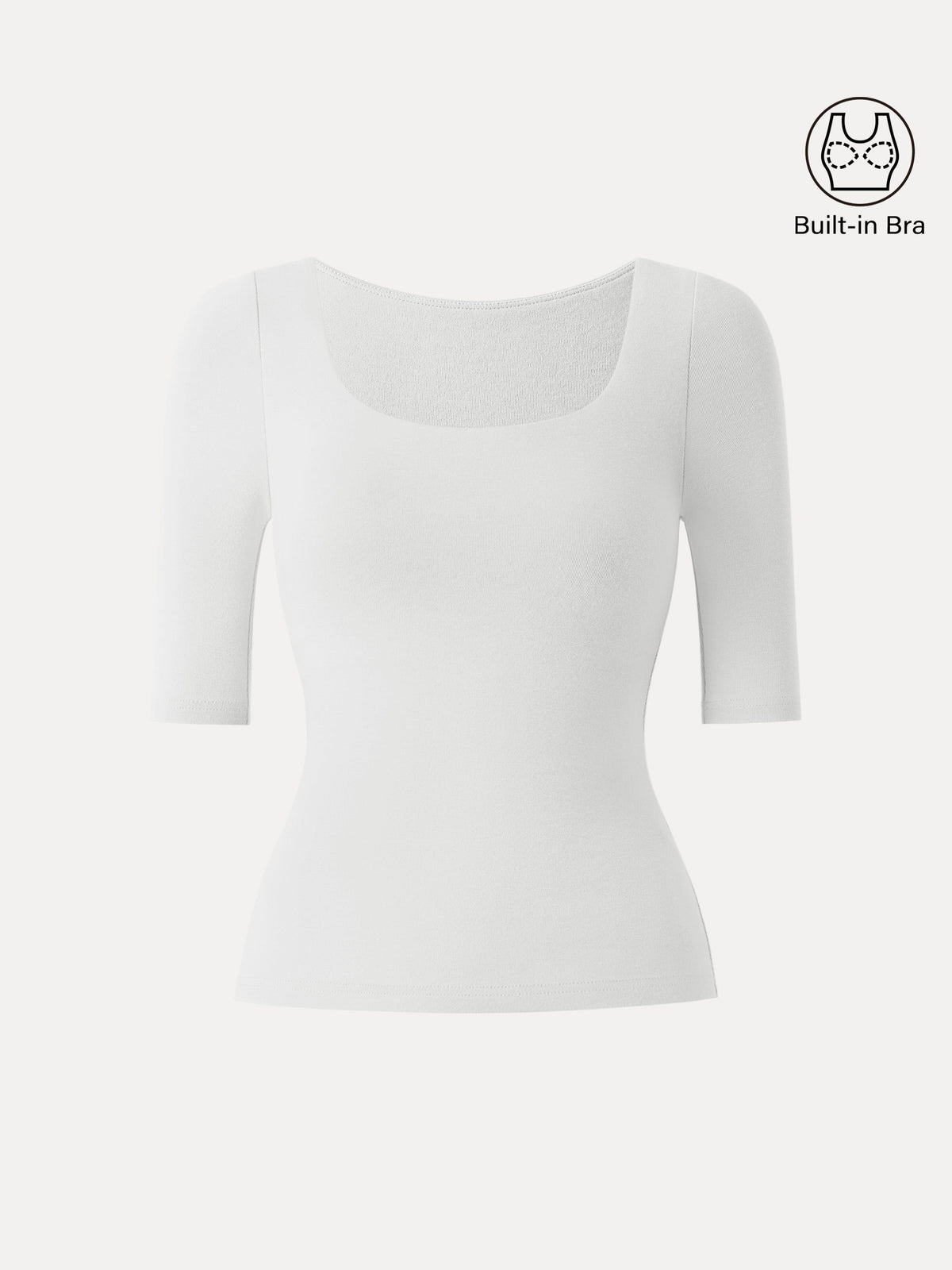OGLmove Women's Square Neck Elbow Length Sleeve Bra Top