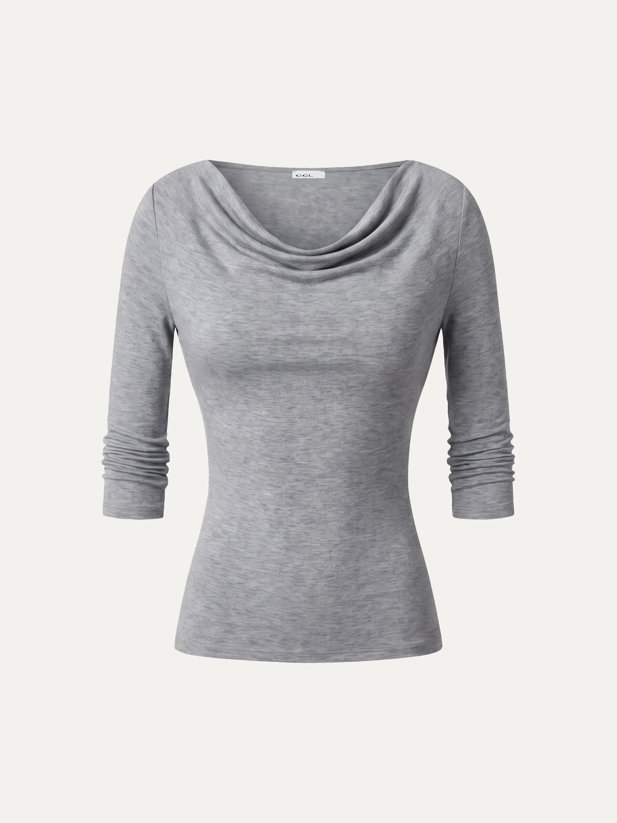 OGLmove Women's Lyocell-Wool Cowl Neck 3/4 Sleeve Top