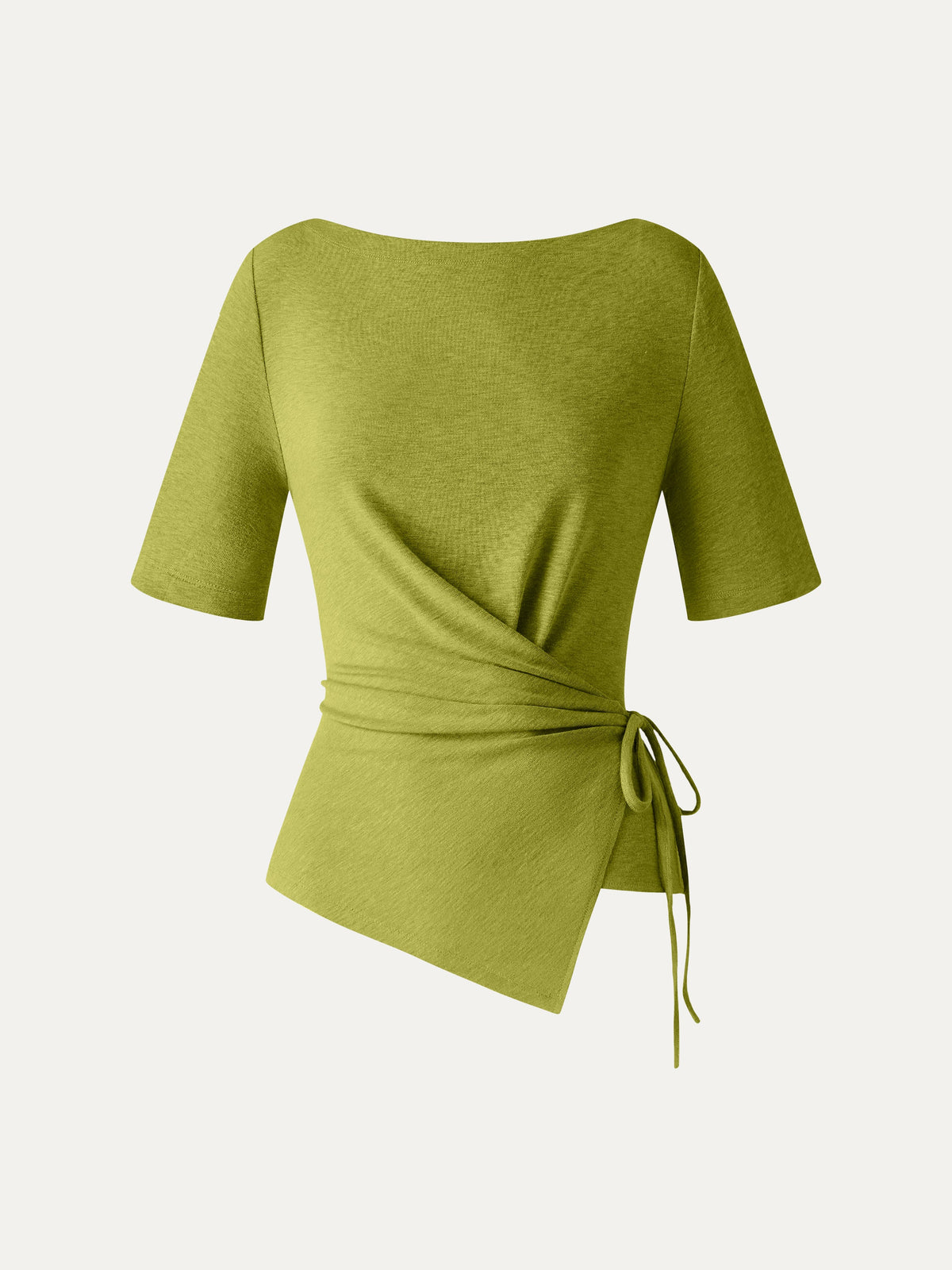 OGLmove Women's Eco-Mousse Slash Neck Tie-Side Top