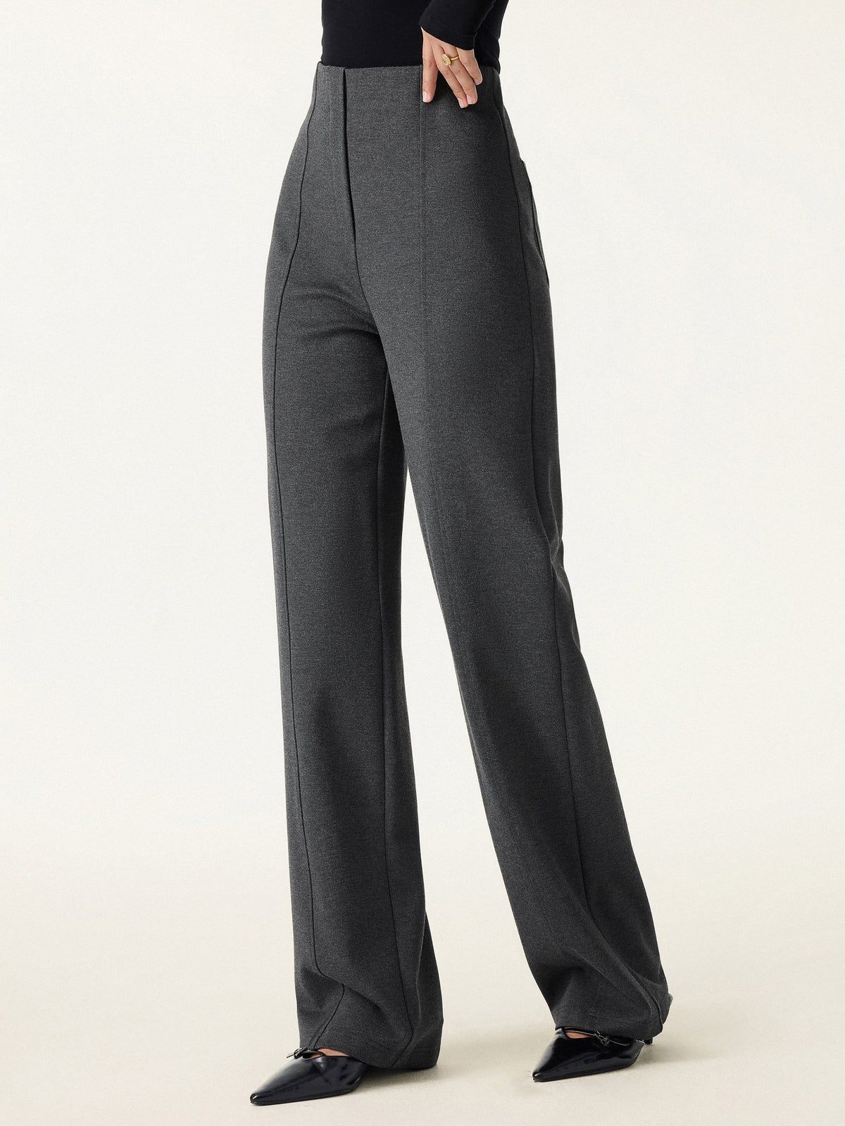 OGLmove Women's Ponte High-Rise Straight-Leg Pants with Pockets