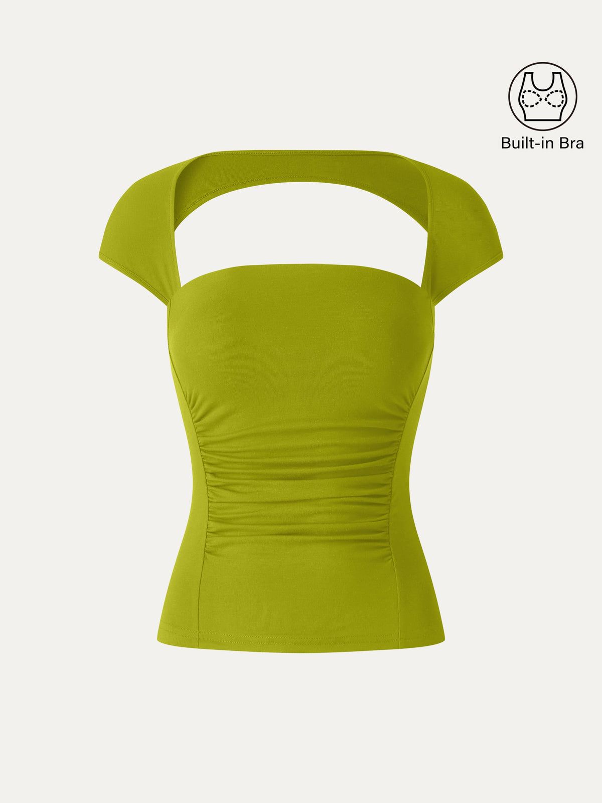 OGLmove Women's SkinKiss Square Neck Cutout Back Ruched Bra Top