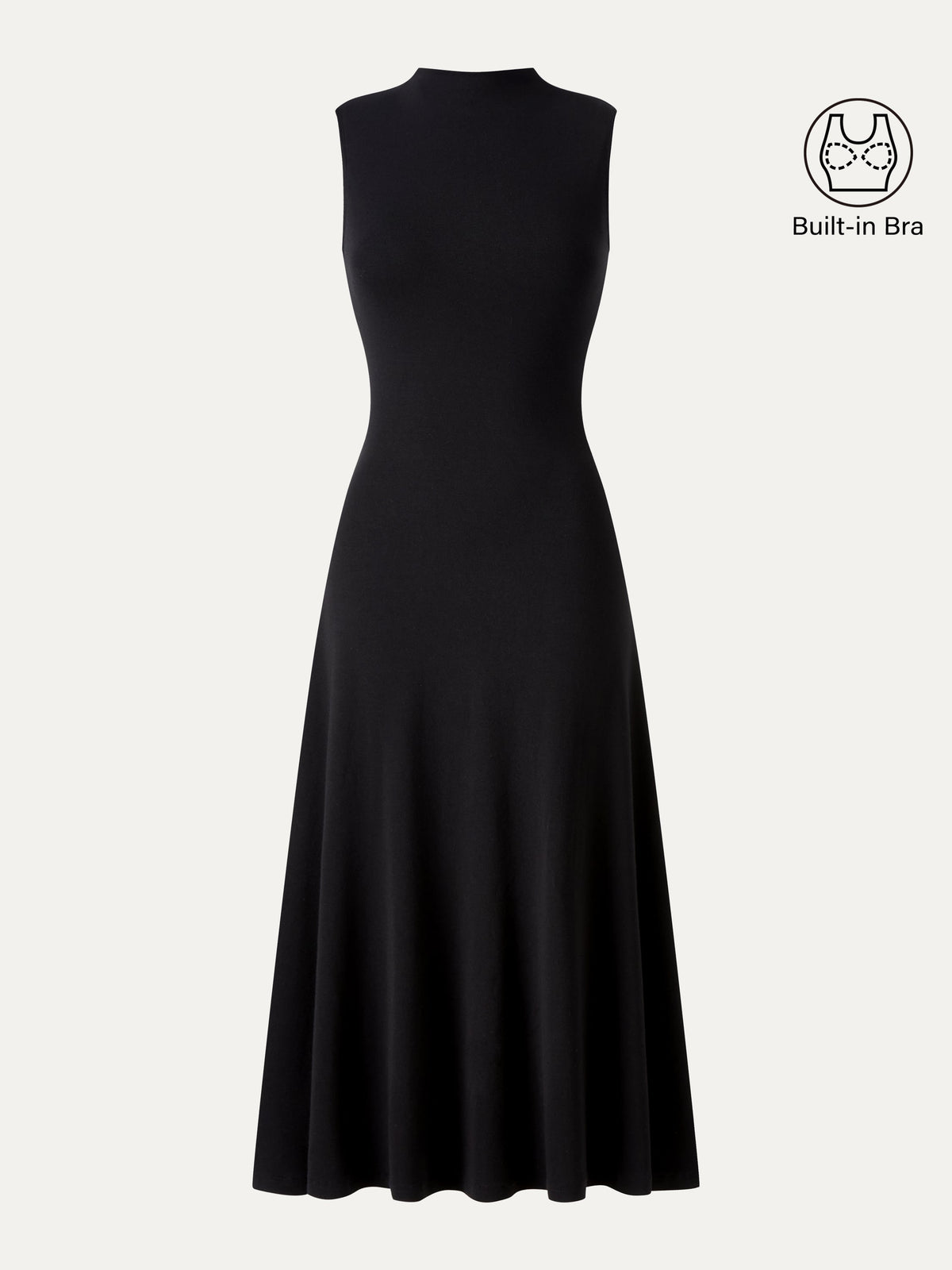 OGLmove Women's Eco-Mousse® Mock Neck Sleeveless A-Line Midi Bra Dress