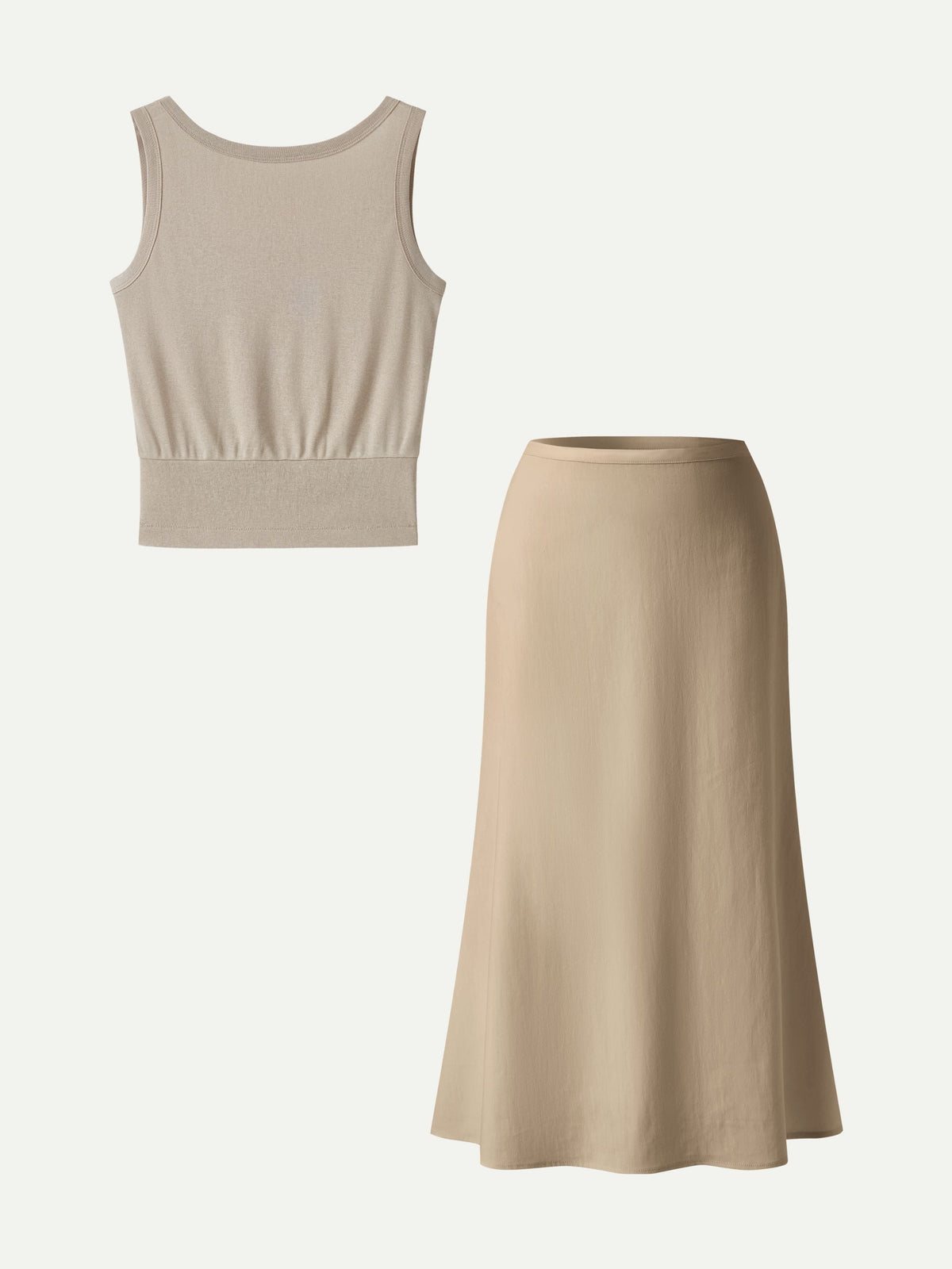 OGLmove Women's Reversible Boatneck Top and Maxi Flared Pull-On Skirt Set