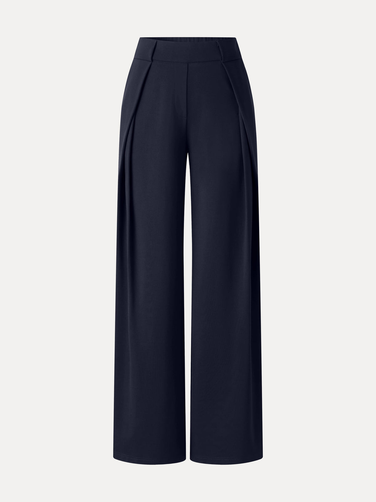 OGLmove Women's Ponte Mid-Rise Wide-Leg Tuck Pants with Pockets