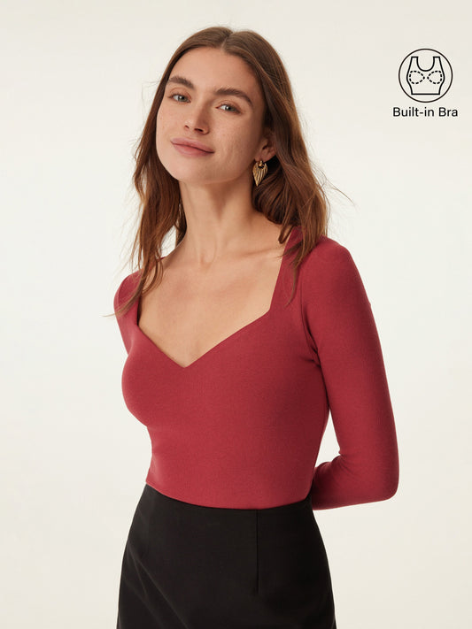 OGLmove Women's Eco-Mousse® Diamond Neck Long Sleeve Bra Top