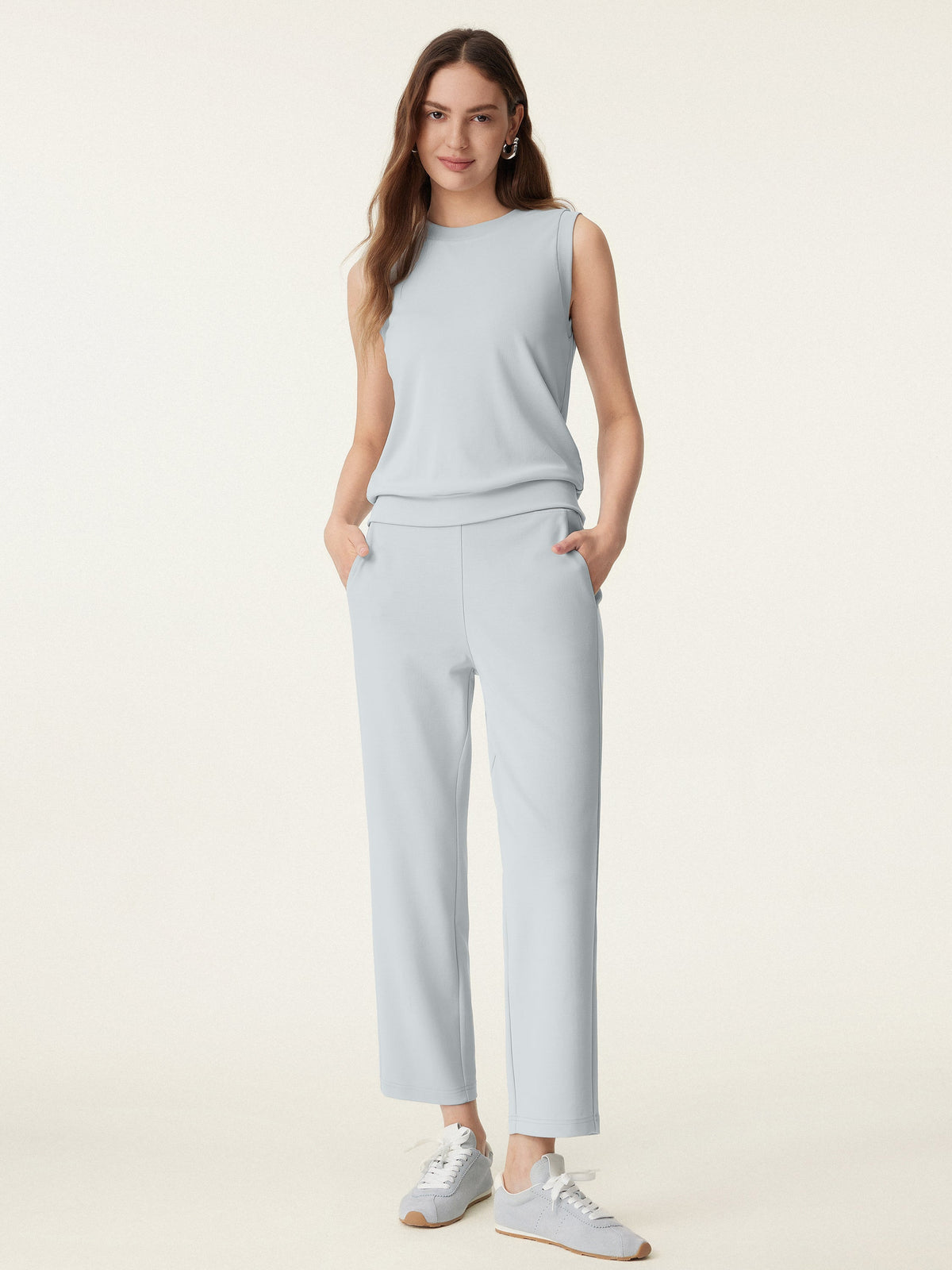 OGLmove Women's Mid-Rise Pull-On Tapered Pants with Pockets