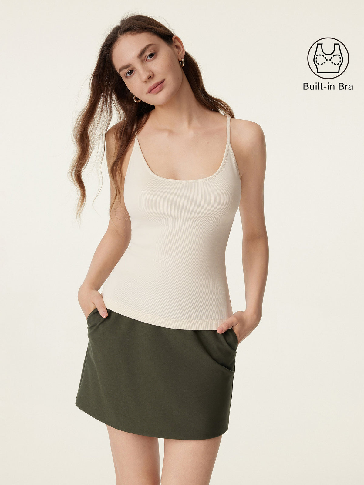 OGLmove Women's Scoop Neck Spaghetti Strap New Airy Bra Tank Top