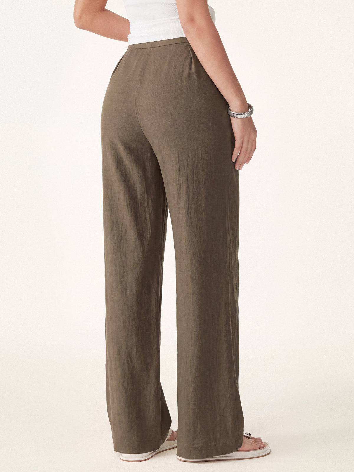 OGLmove Women's Cotton-Linen Mid-Rise Straight Leg Pants