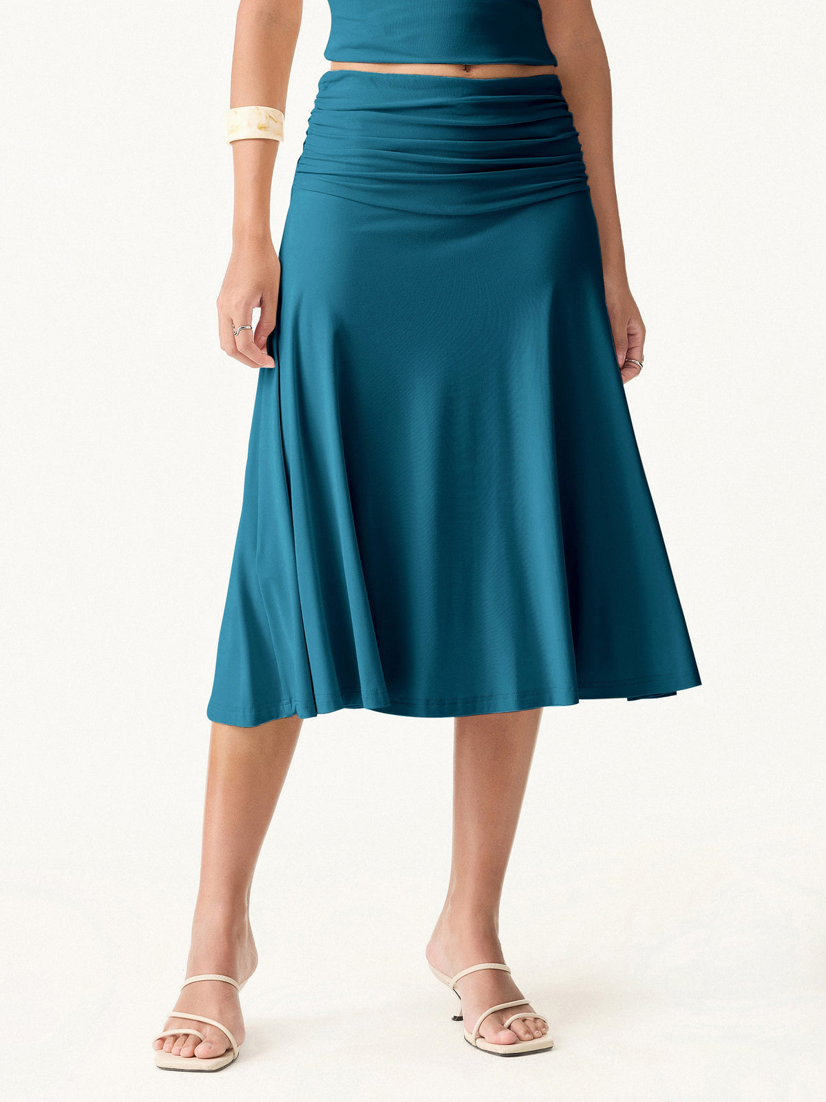 OGLmove Women's Flowy Side A-Line Midi Skirt