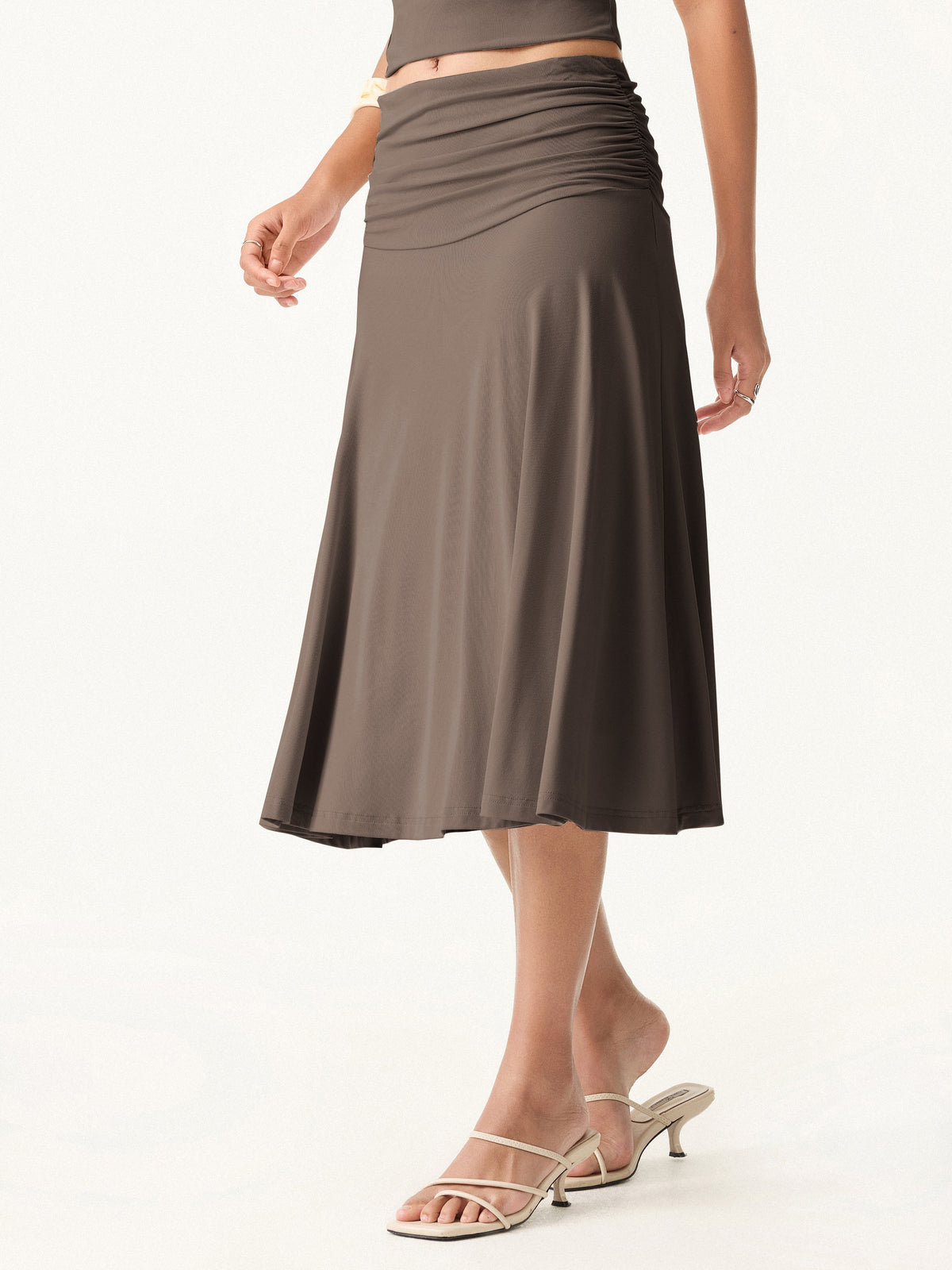 OGLmove Women's Flowy Side A-Line Midi Skirt