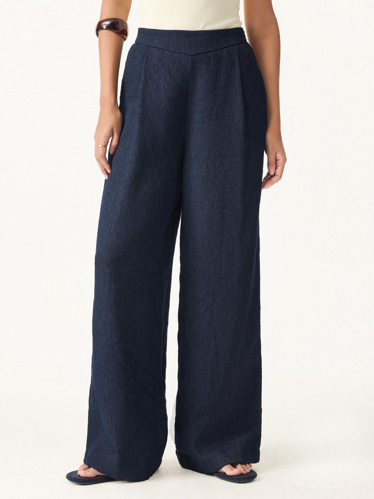 OGLmove Women's Breezy Linen-Like Mid Rise Wide Leg Pants