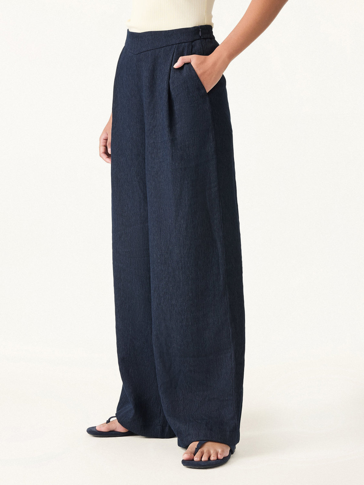 OGLmove Women's Breezy Linen-Like Mid Rise Wide Leg Pants