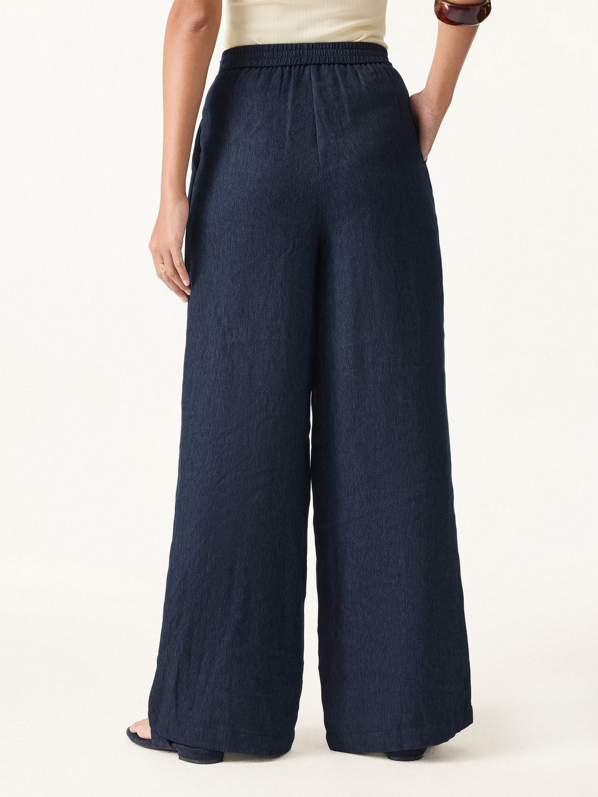 OGLmove Women's Breezy Linen-Like Mid Rise Wide Leg Pants