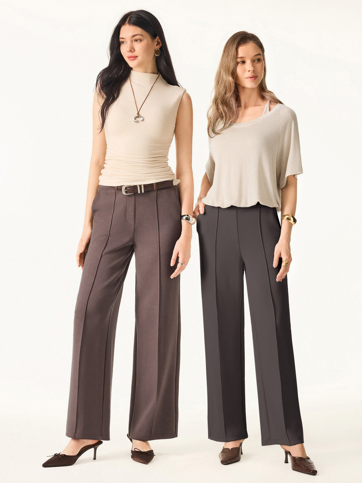 OGLmove Women's Wrinkle-Resistant Mid Rise Straight Leg Pants