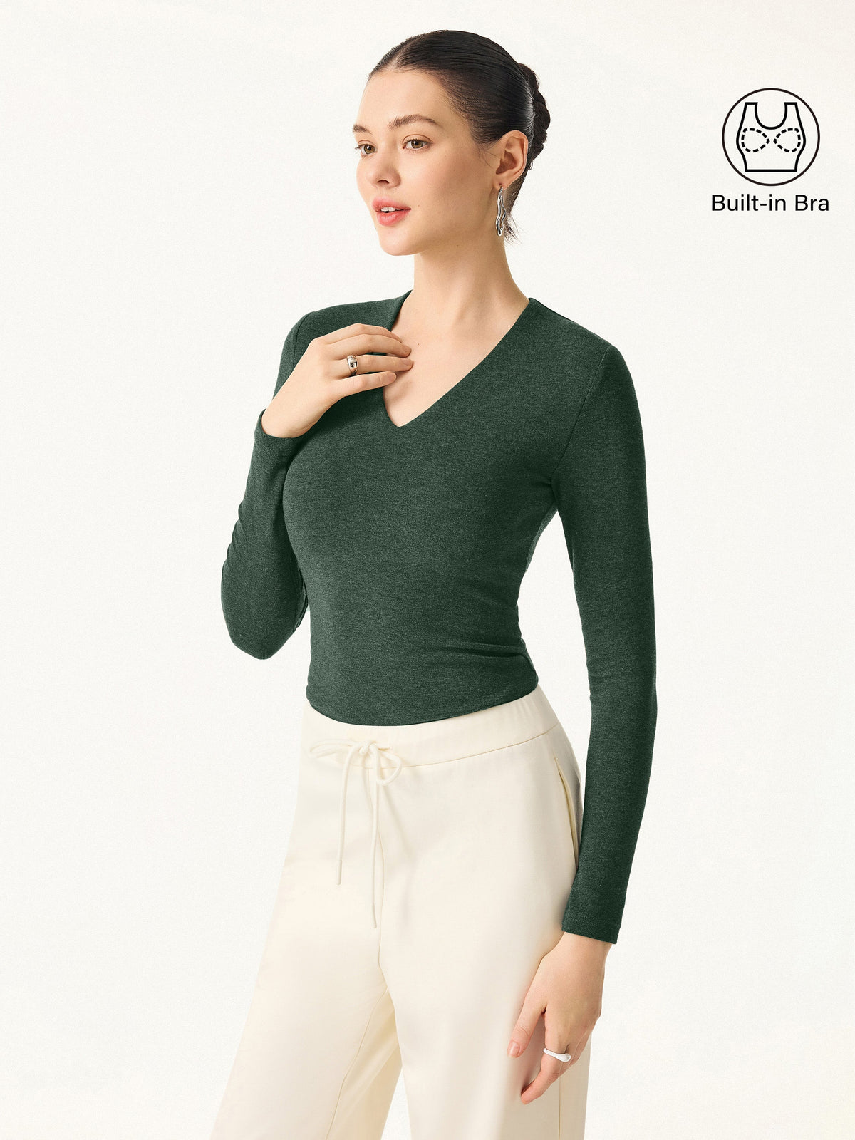OGLmove Women's Eco-Mousse® V-Neck Long Sleeve Bra Top