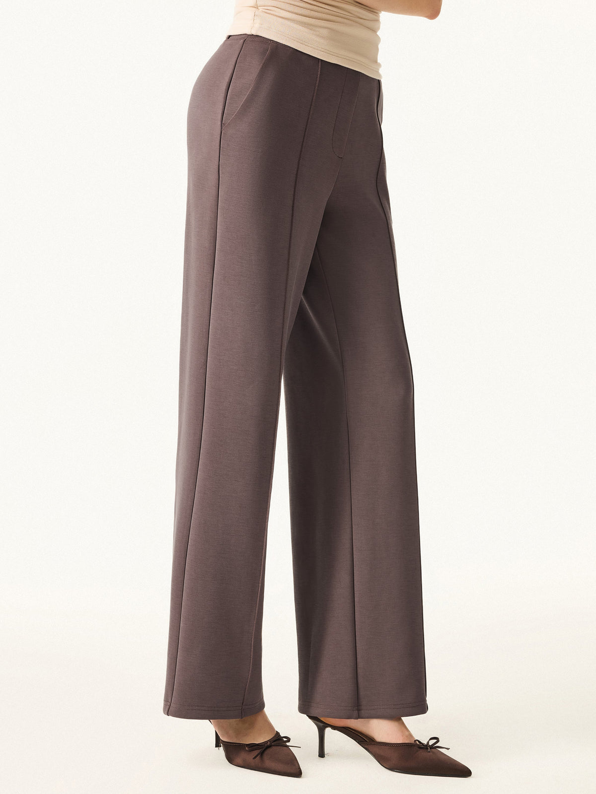 OGLmove Women's Wrinkle-Resistant Mid Rise Straight Leg Pants